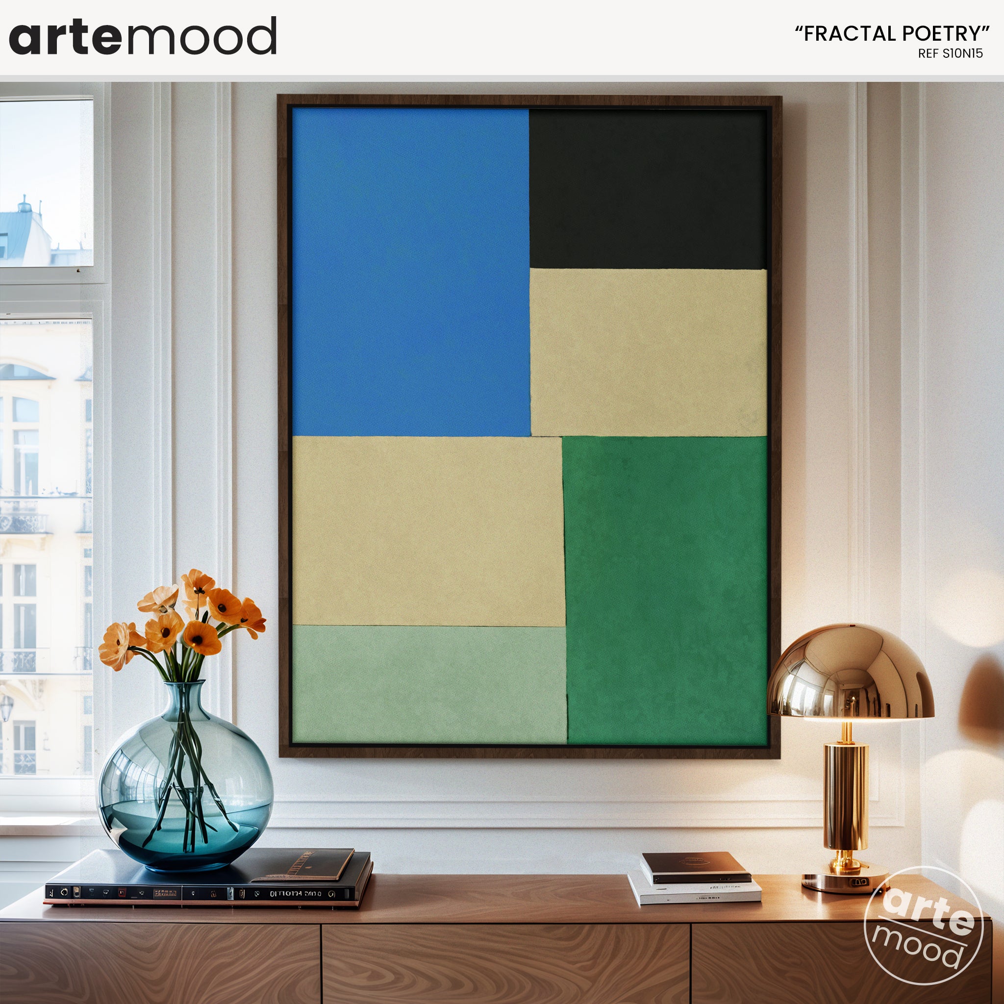 Color Field Artwork Print On Canvas - Minimalist, Zen, Blue, Green, Black, Contemporary Minimalist Art