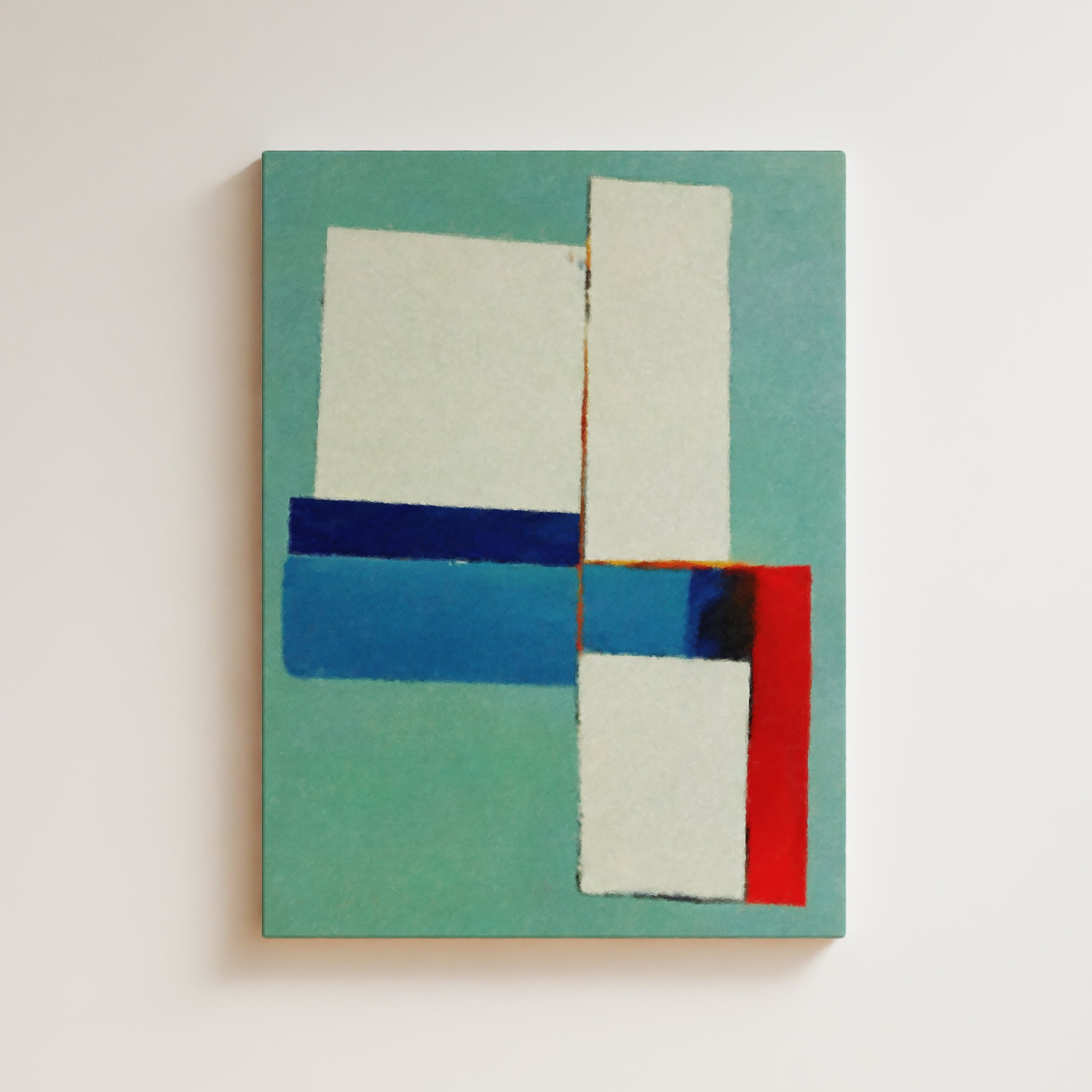 Abstract Artwork Print On Canvas - Minimalist Modern Art - Blue, Green, Red, White