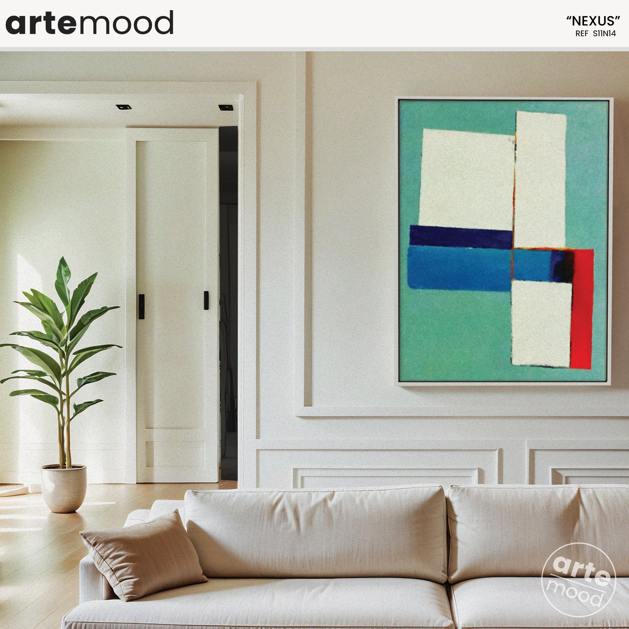 Abstract Artwork Print On Canvas - Minimalist Modern Art - Blue, Green, Red, White