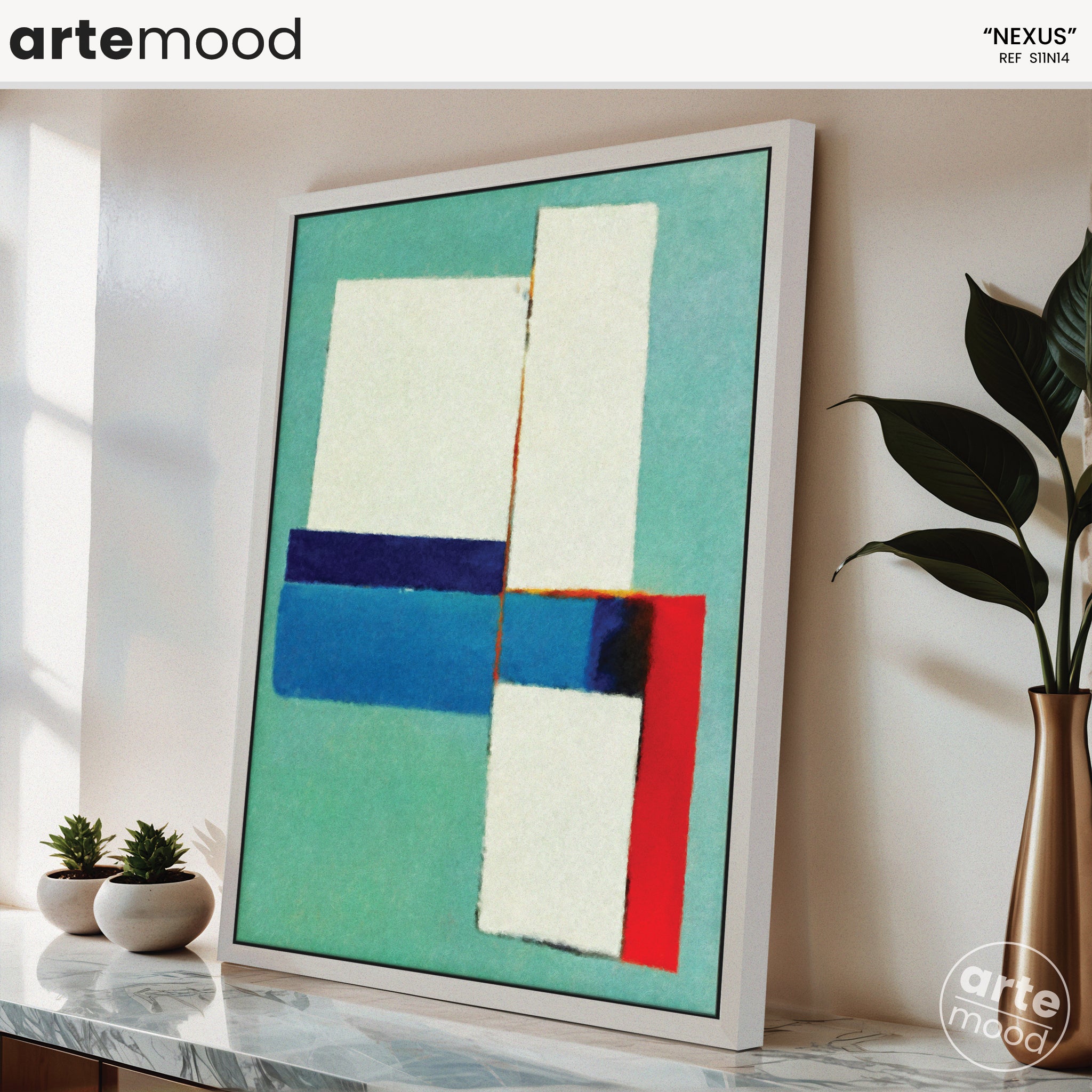 Abstract Artwork Print On Canvas - Minimalist Modern Art - Blue, Green, Red, White