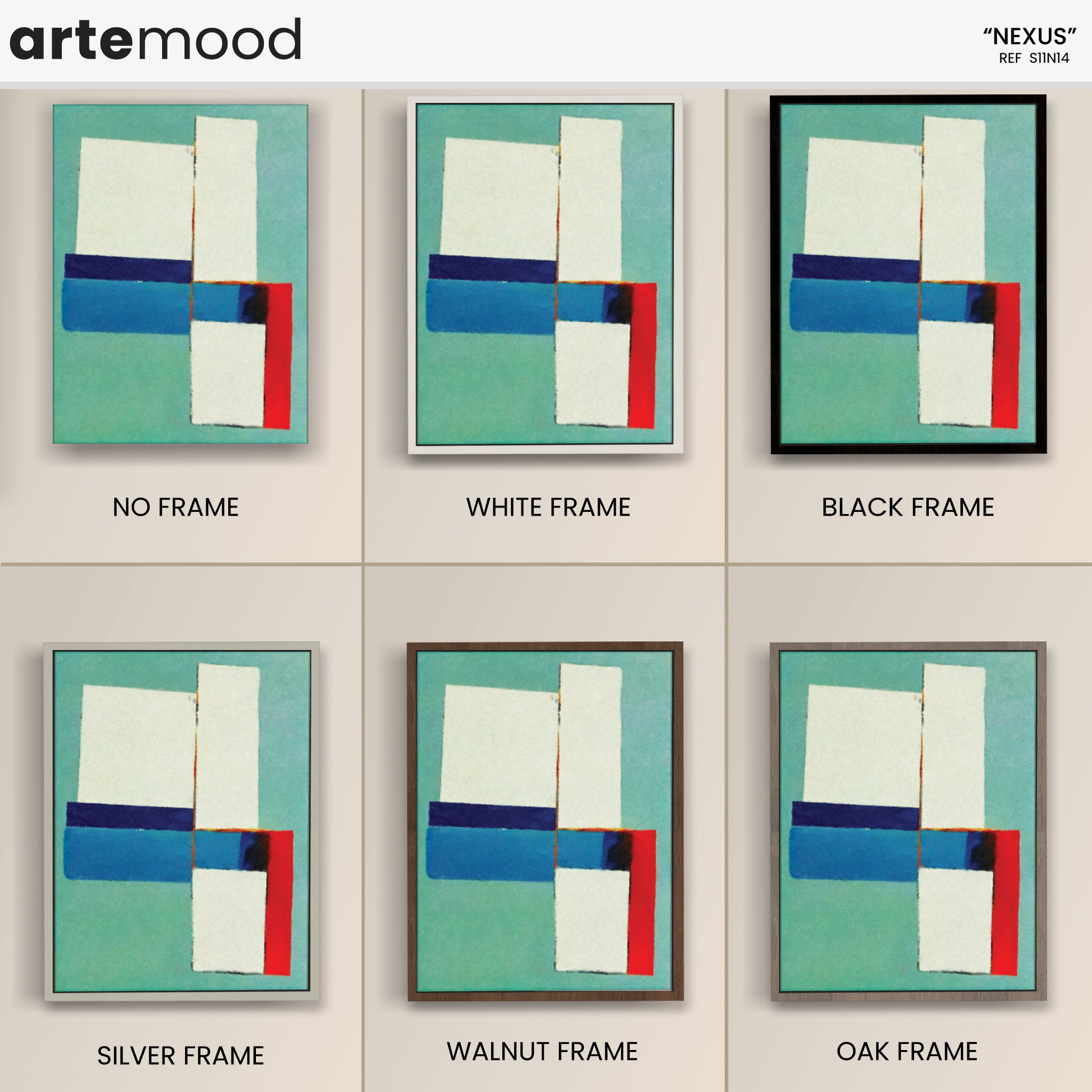 Abstract Artwork Print On Canvas - Minimalist Modern Art - Blue, Green, Red, White