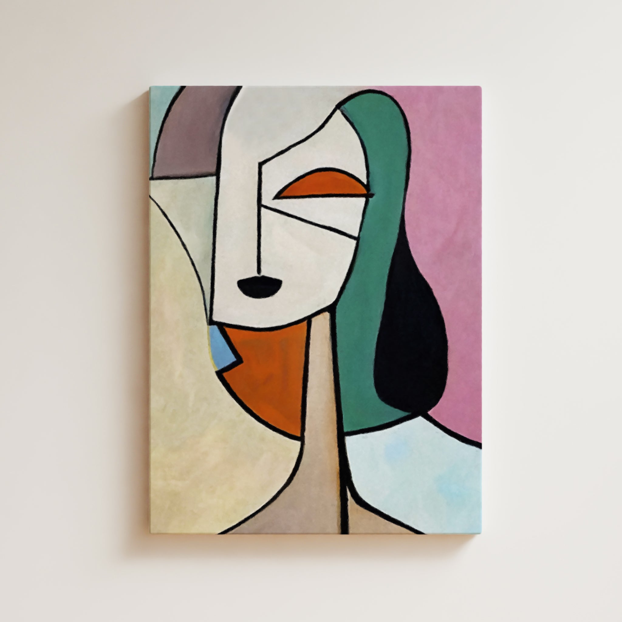 Woman Artwork Print - Minimal Art Face - Woman, Portrait, Face, Cubism, Geometric, Framed Wall Art