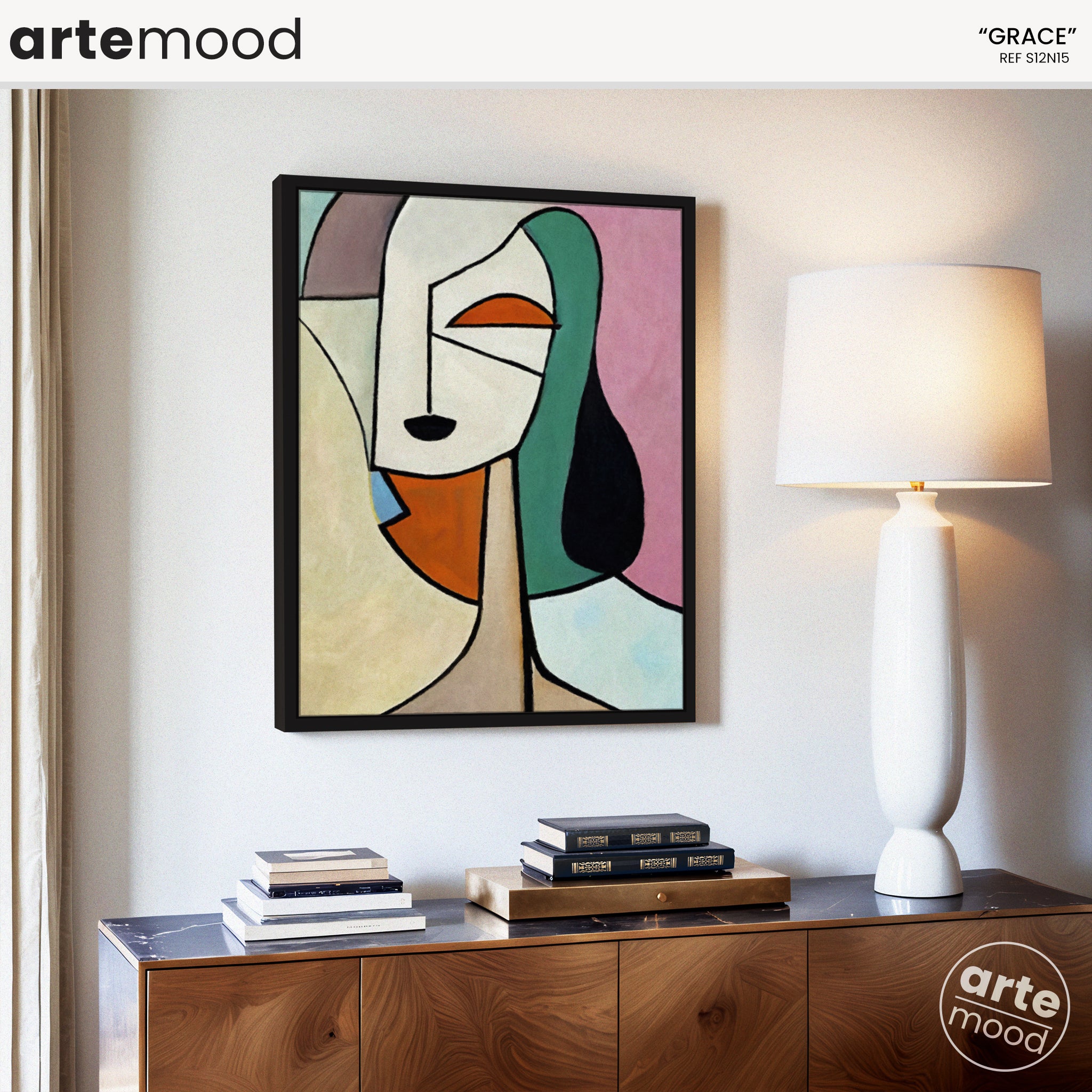 Woman Artwork Print - Minimal Art Face - Woman, Portrait, Face, Cubism, Geometric, Framed Wall Art