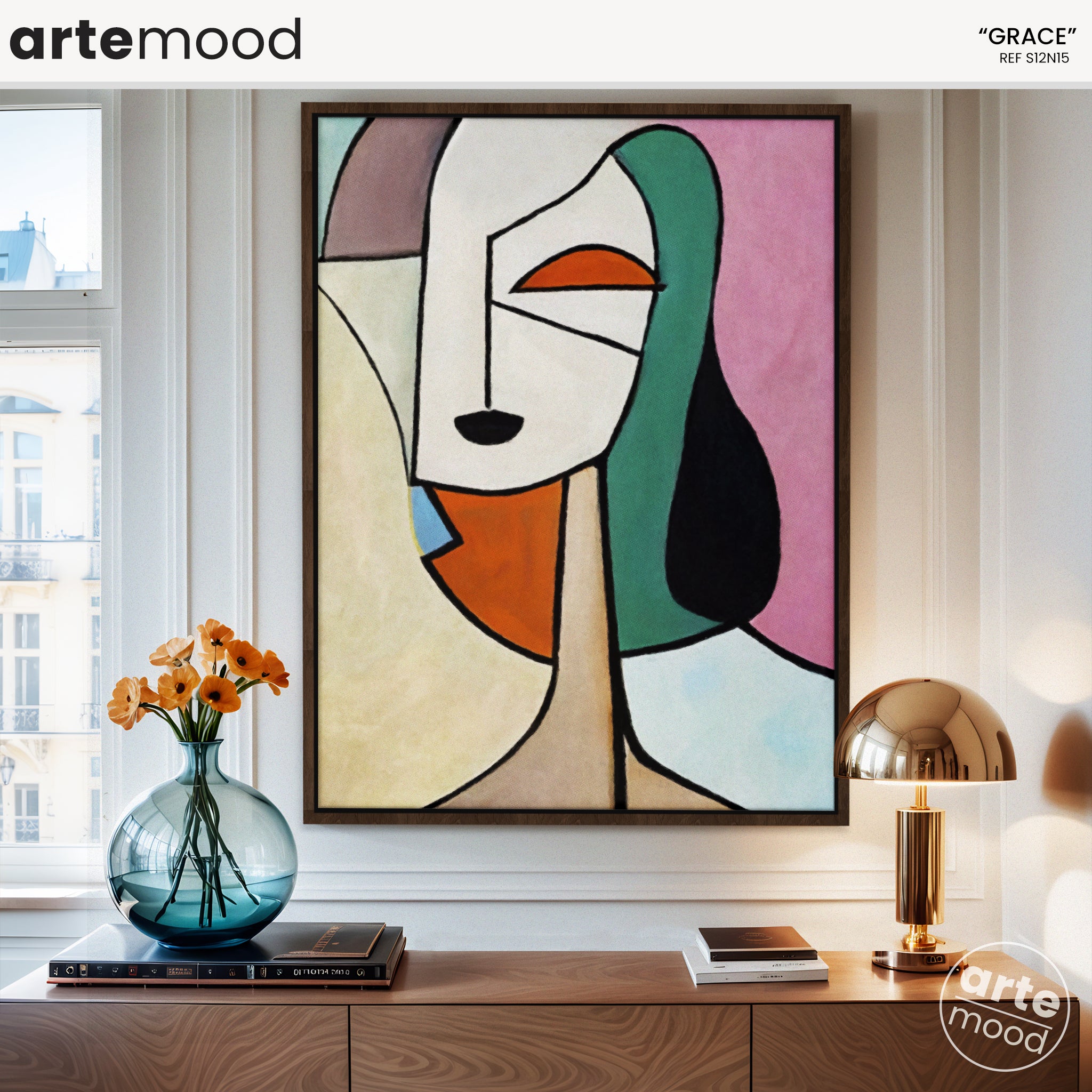 Woman Artwork Print - Minimal Art Face - Woman, Portrait, Face, Cubism, Geometric, Framed Wall Art