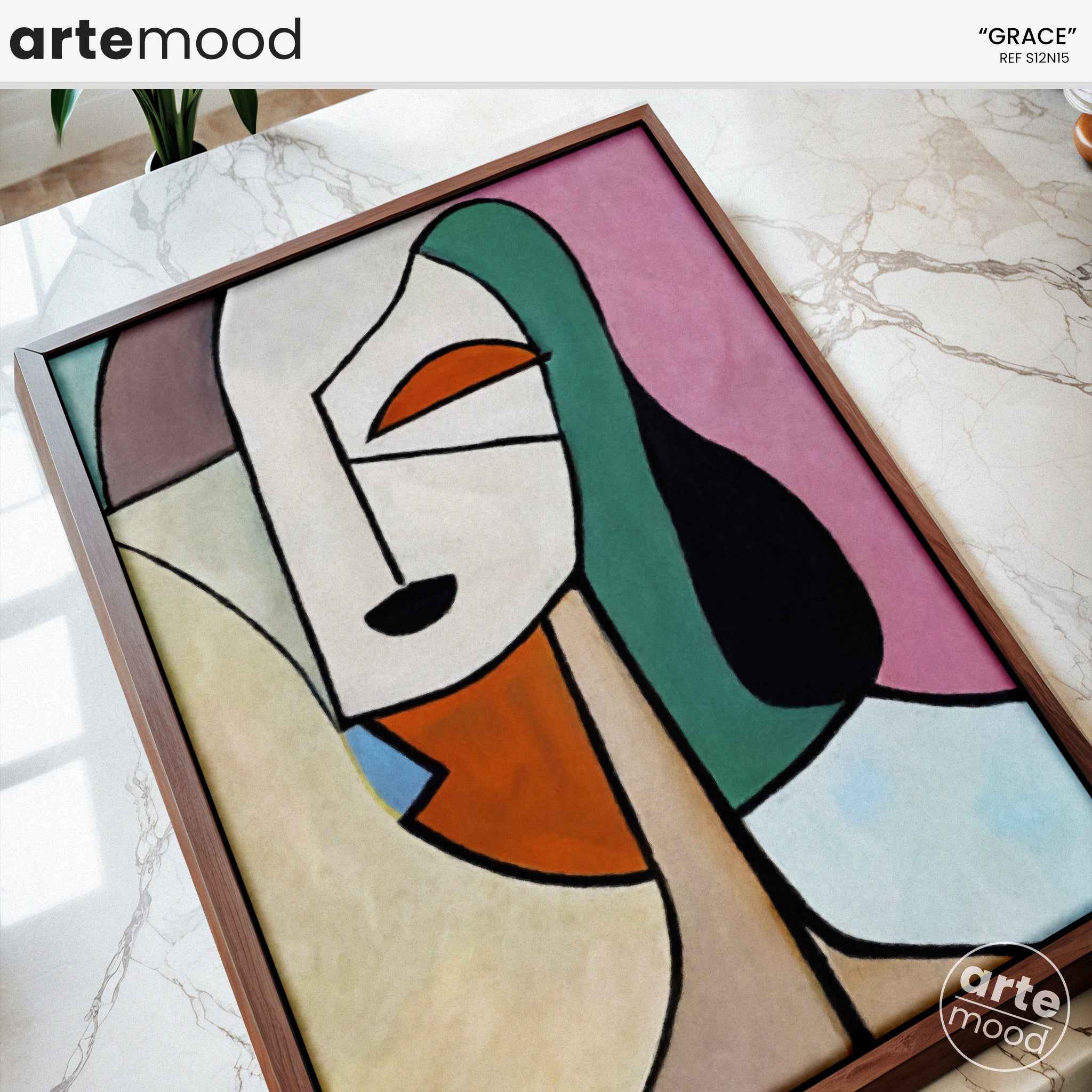 Woman Artwork Print - Minimal Art Face - Woman, Portrait, Face, Cubism, Geometric, Framed Wall Art