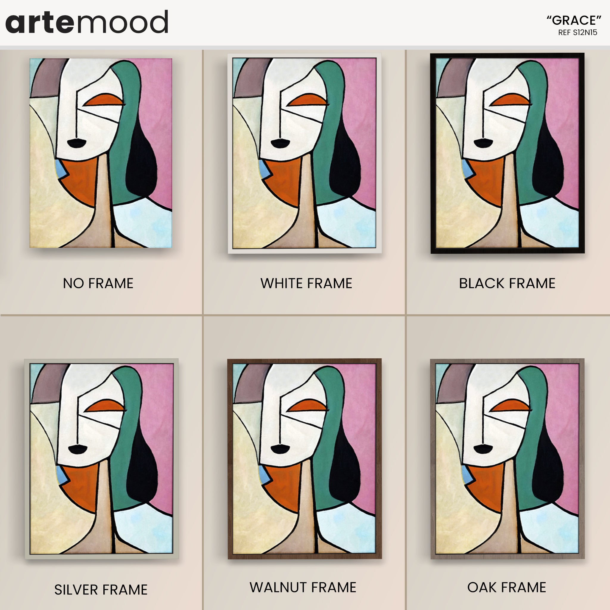 Woman Artwork Print - Minimal Art Face - Woman, Portrait, Face, Cubism, Geometric, Framed Wall Art