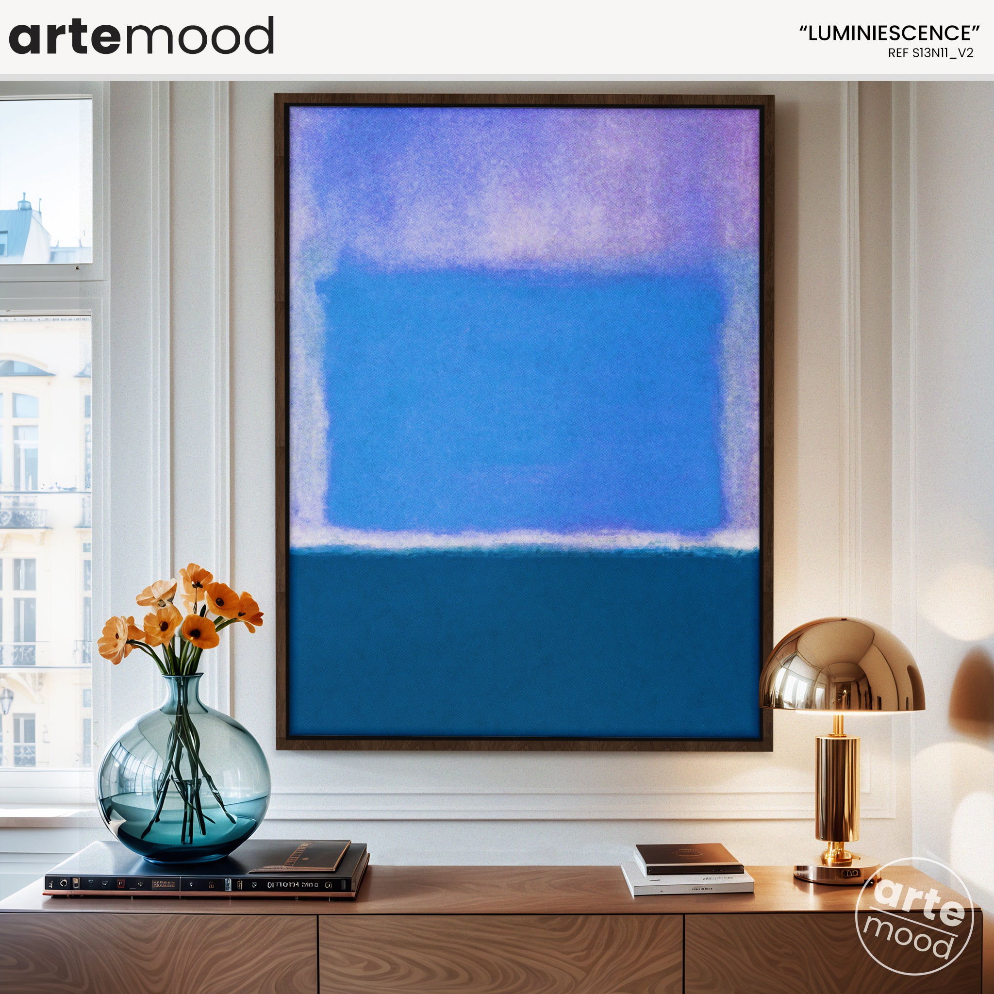 Color Field Artwork Print On Canvas - Minimalist, Zen, Violet, Blue, Expressive Rothko Style Wall Art