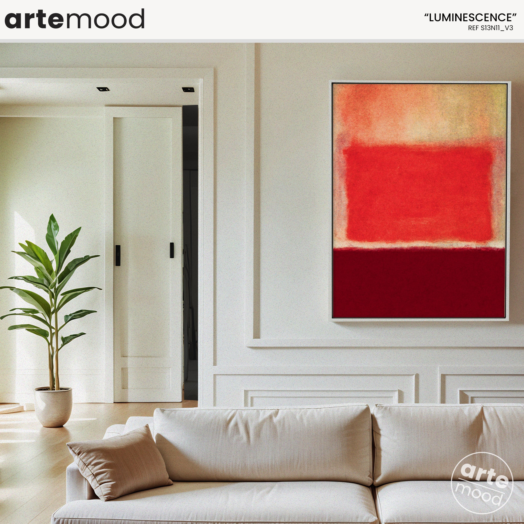 Color Field Artwork Print On Canvas - Minimalist, Zen, Red, Rothko Style Wall Chic Decor