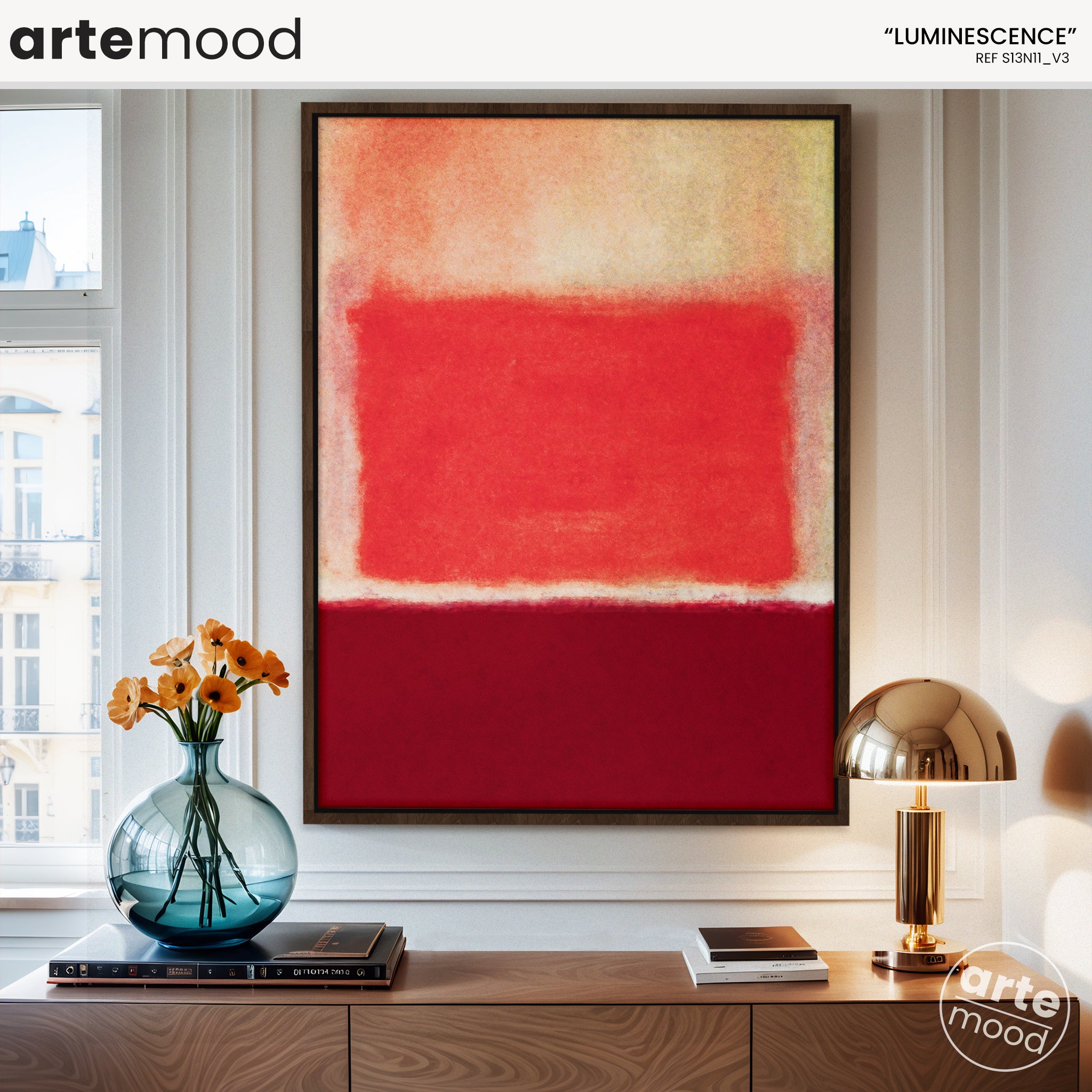 Color Field Artwork Print On Canvas - Minimalist, Zen, Red, Rothko Style Wall Chic Decor