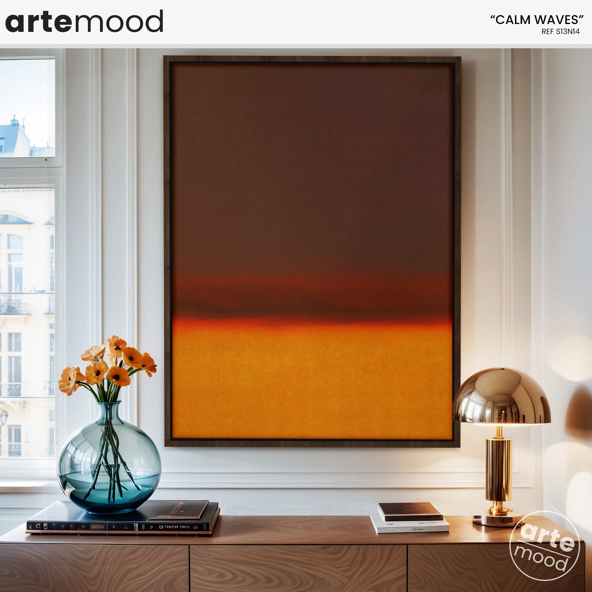 Color Field Artwork Print On Canvas - Minimalist, Zen, Orange, Sunburst, Yellow, Contemporary, Vibrant