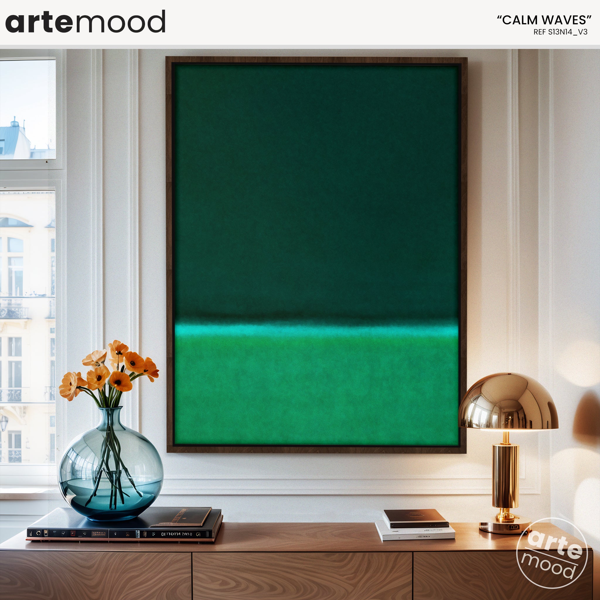 Color Field Artwork Print On Canvas - Minimalist, Zen, Green, Rothko Style Wall Art Framed