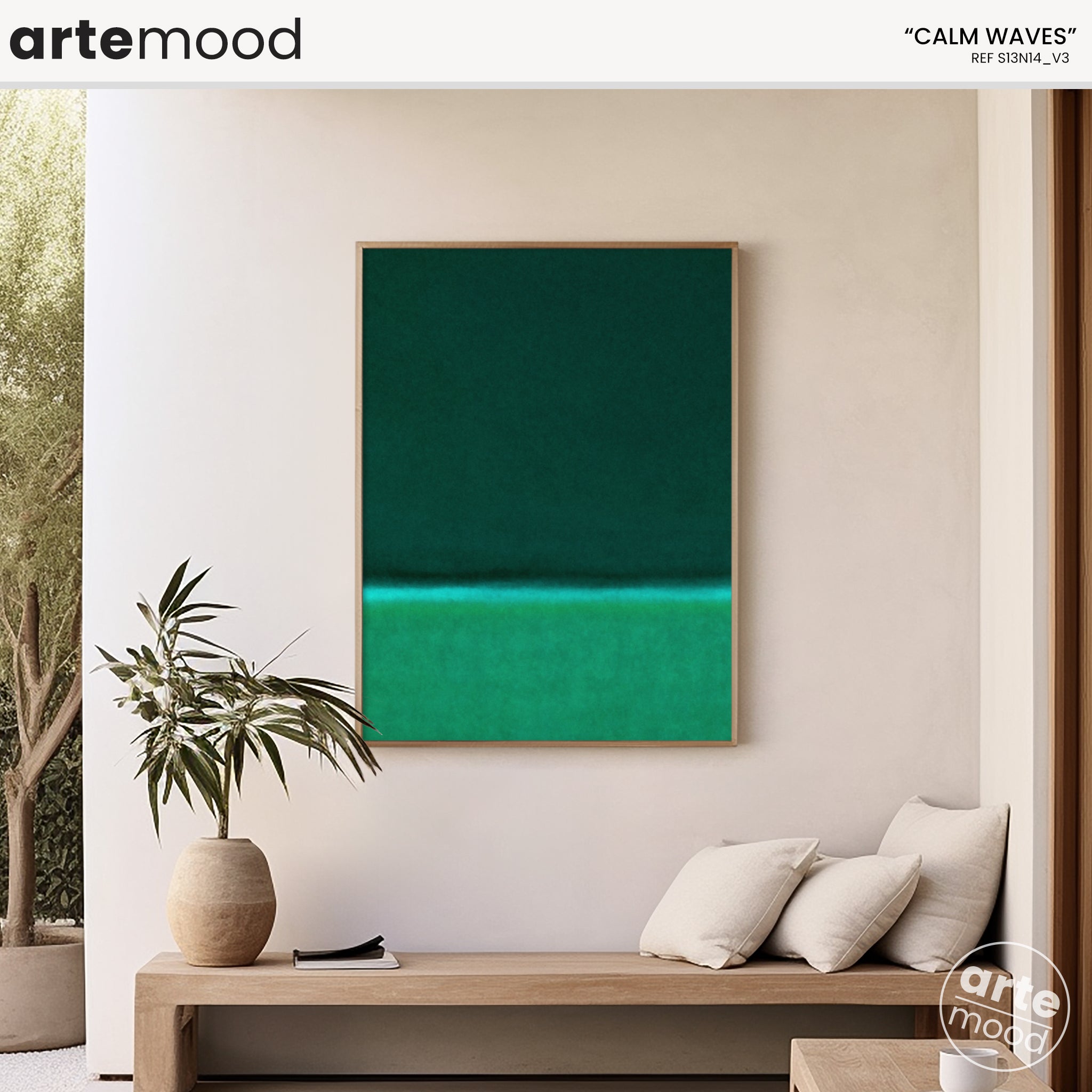 Color Field Artwork Print On Canvas - Minimalist, Zen, Green, Rothko Style Wall Art Framed