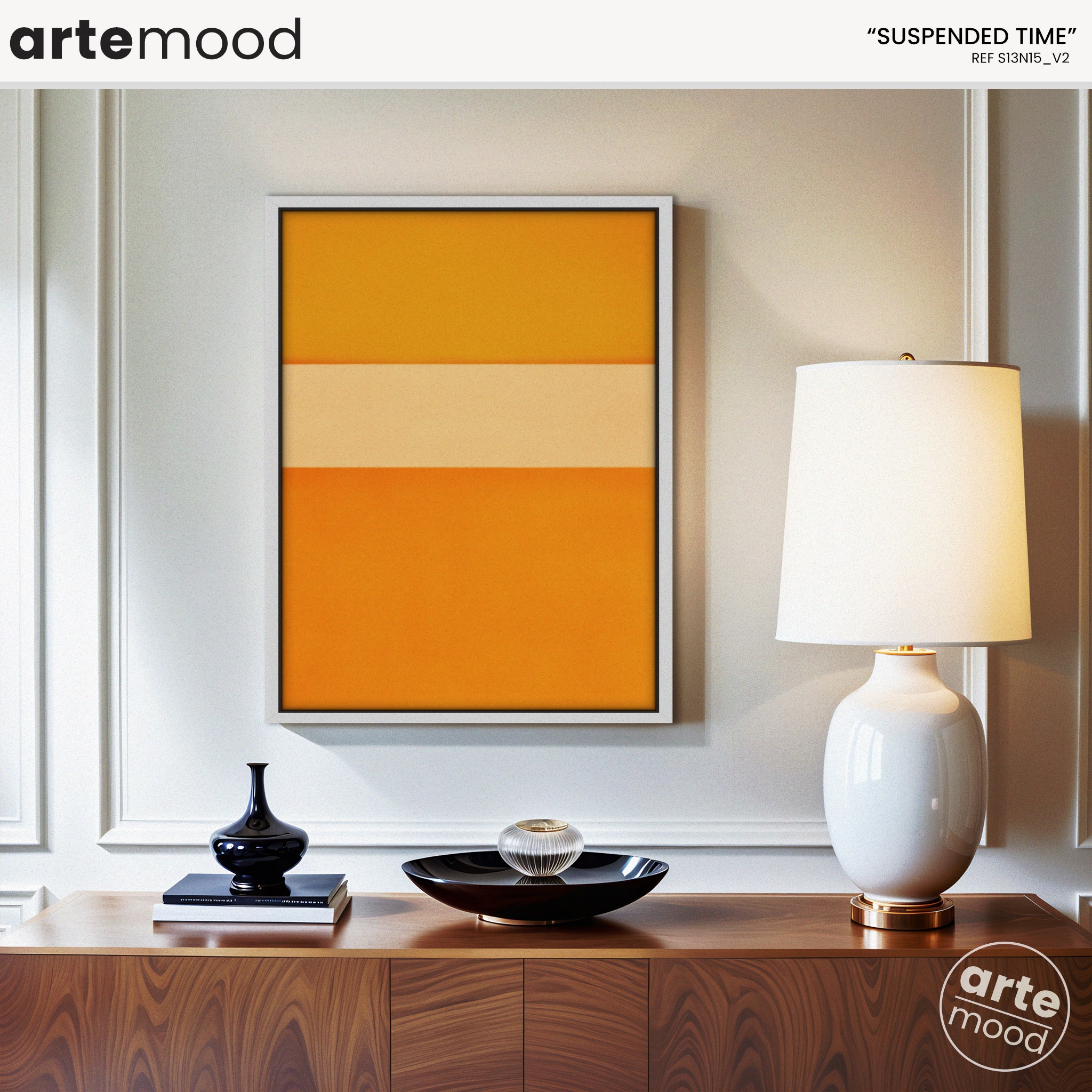 Color Field Artwork Print On Canvas - Minimalist, Zen, Orange, Sunburst, Yellow, Contemporary, Serene