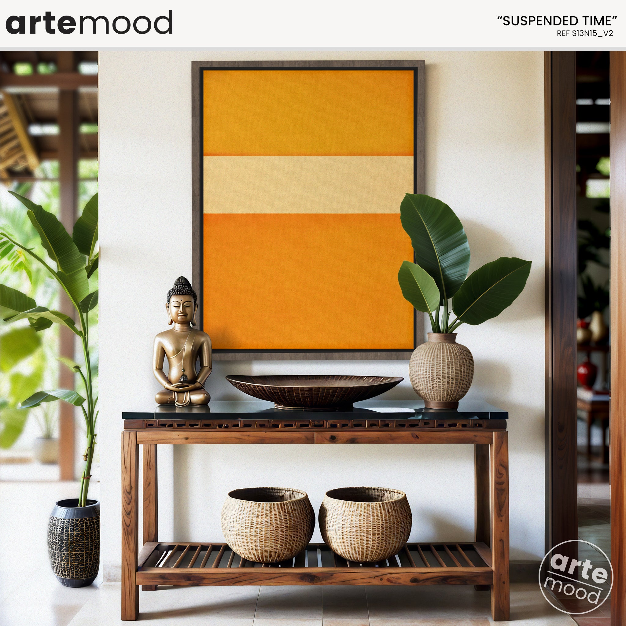 Color Field Artwork Print On Canvas - Minimalist, Zen, Orange, Sunburst, Yellow, Contemporary, Serene