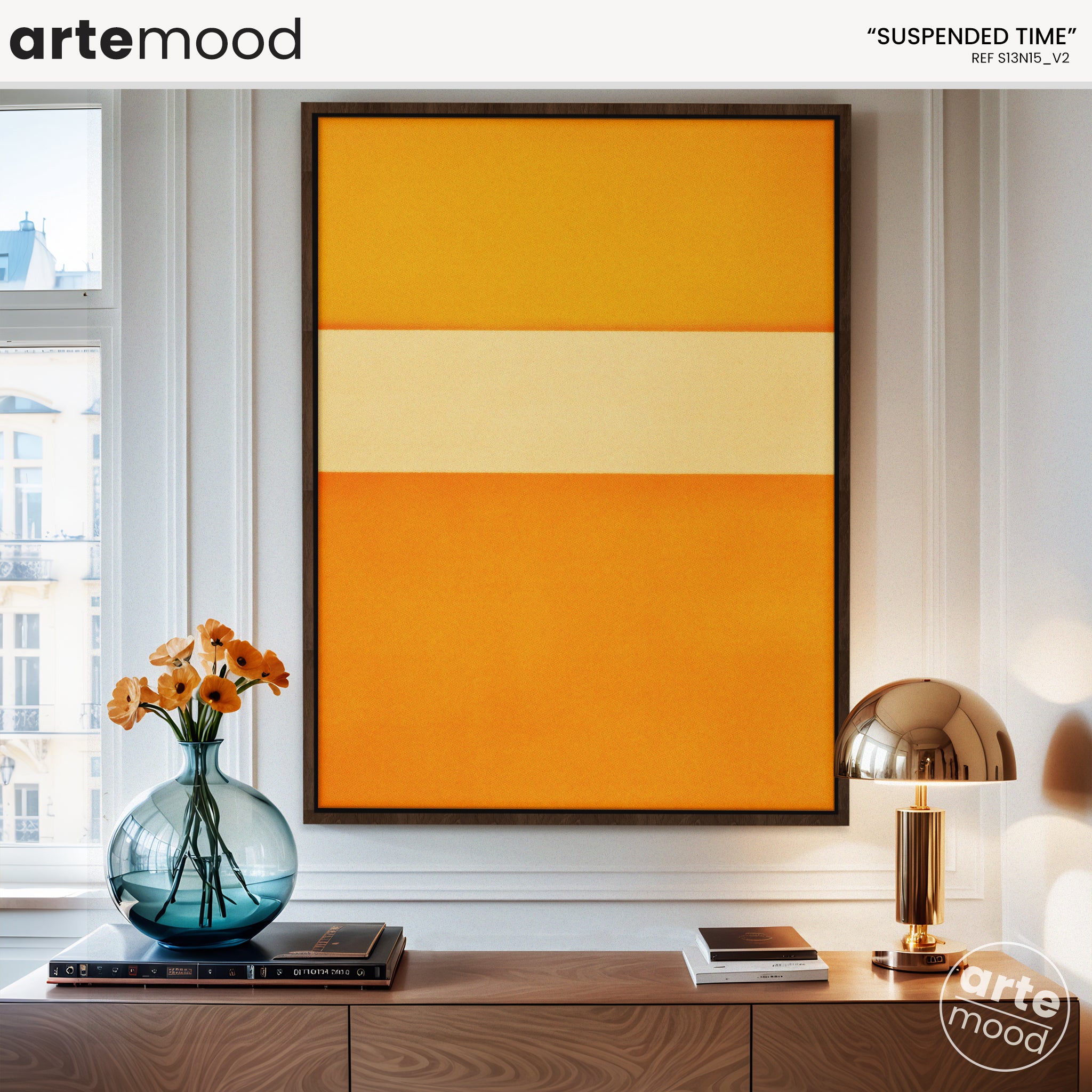 Color Field Artwork Print On Canvas - Minimalist, Zen, Orange, Sunburst, Yellow, Contemporary, Serene