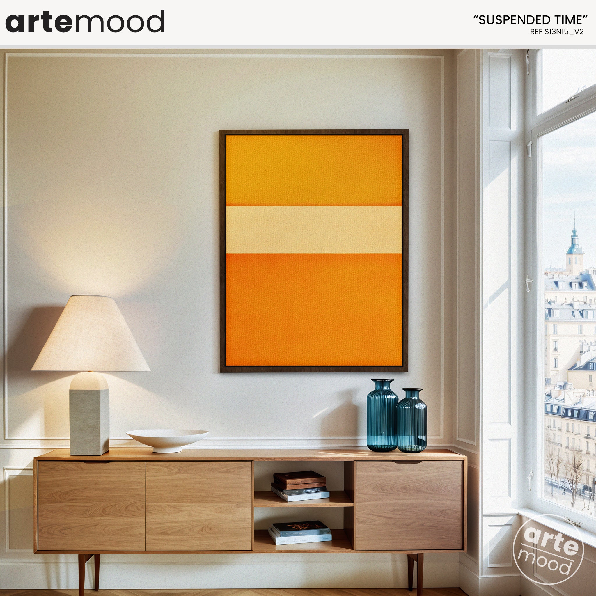 Color Field Artwork Print On Canvas - Minimalist, Zen, Orange, Sunburst, Yellow, Contemporary, Serene