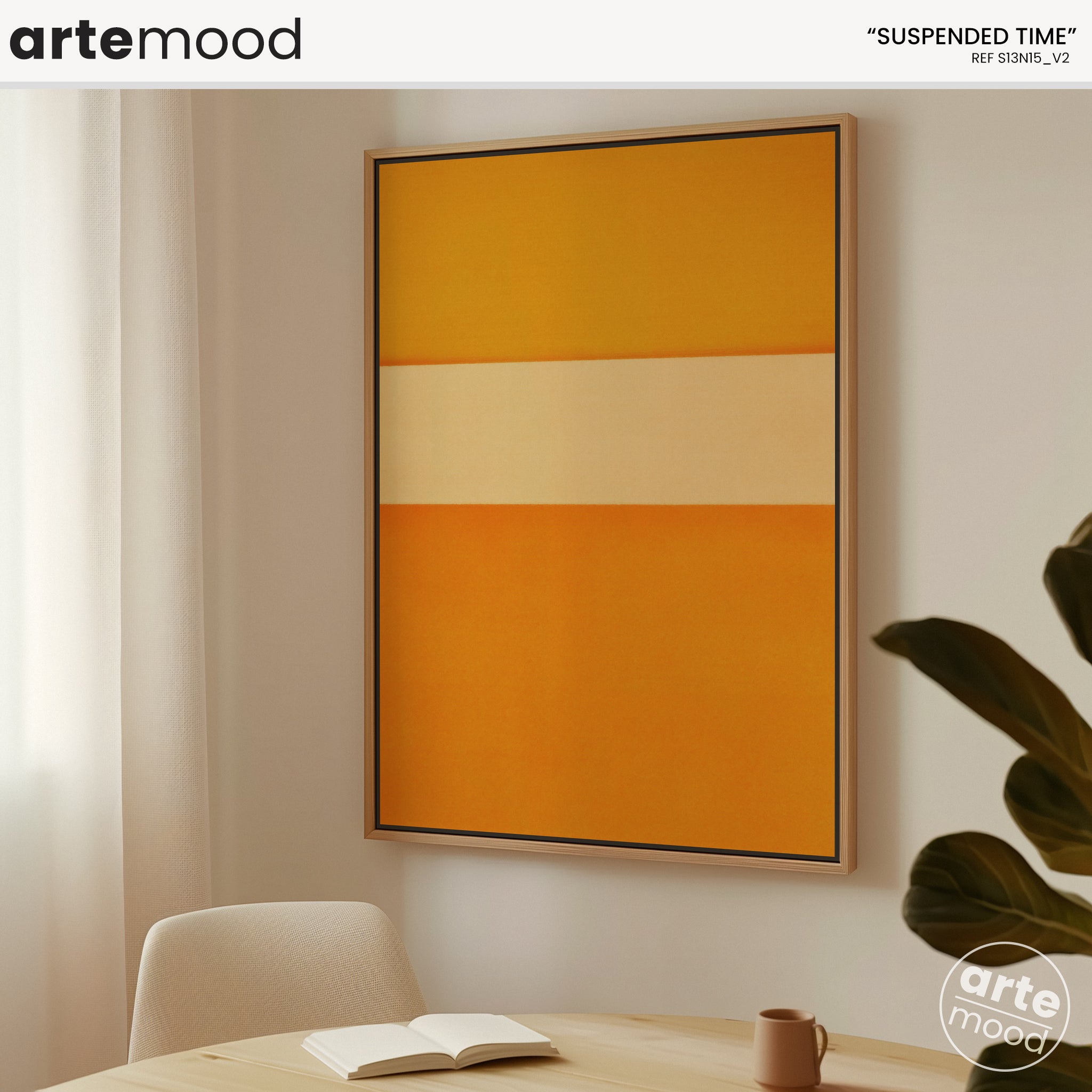 Color Field Artwork Print On Canvas - Minimalist, Zen, Orange, Sunburst, Yellow, Contemporary, Serene