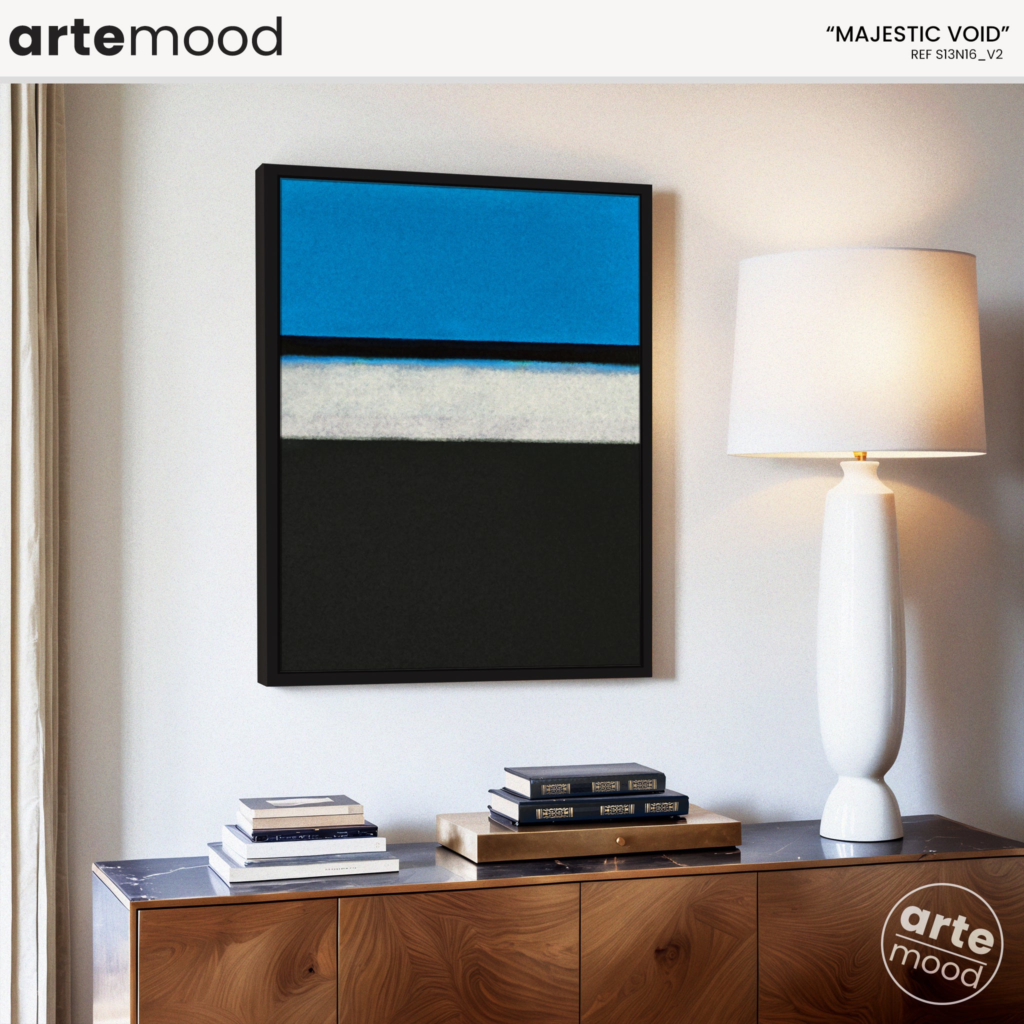 Color Field Artwork Print On Canvas - Minimalist, Zen, Blue, White, Black, Rothko Style Wall Art