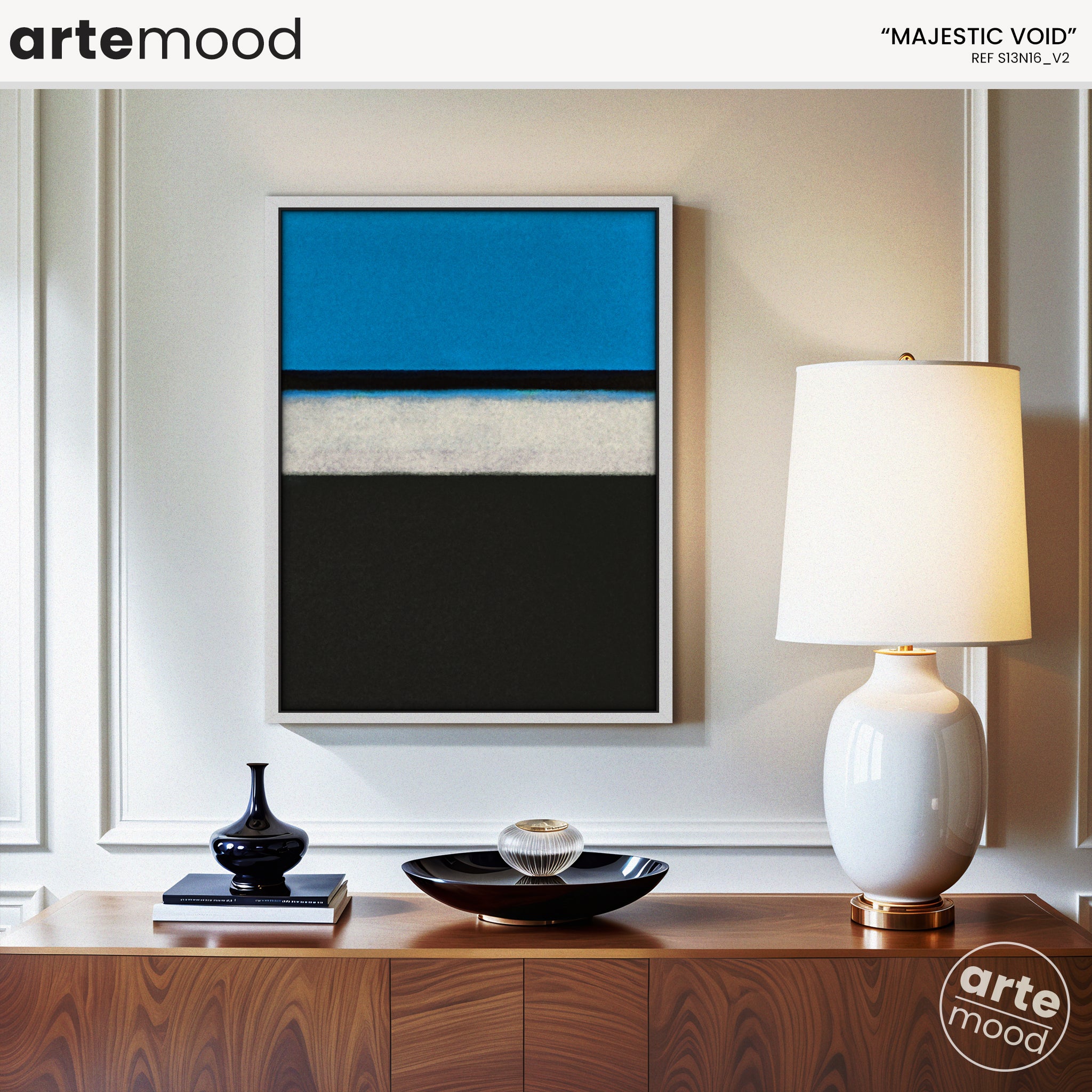 Color Field Artwork Print On Canvas - Minimalist, Zen, Blue, White, Black, Rothko Style Wall Art