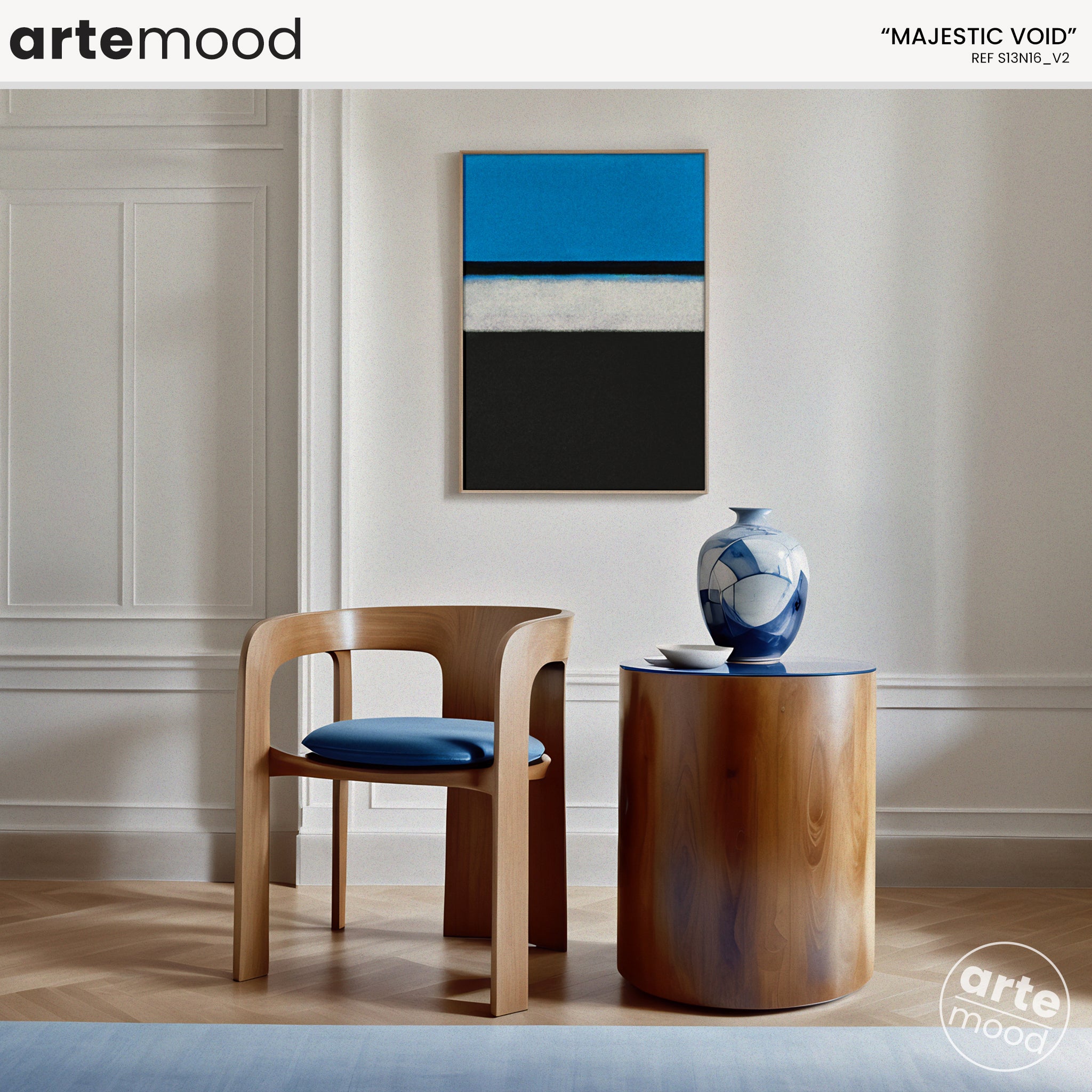 Color Field Artwork Print On Canvas - Minimalist, Zen, Blue, White, Black, Rothko Style Wall Art