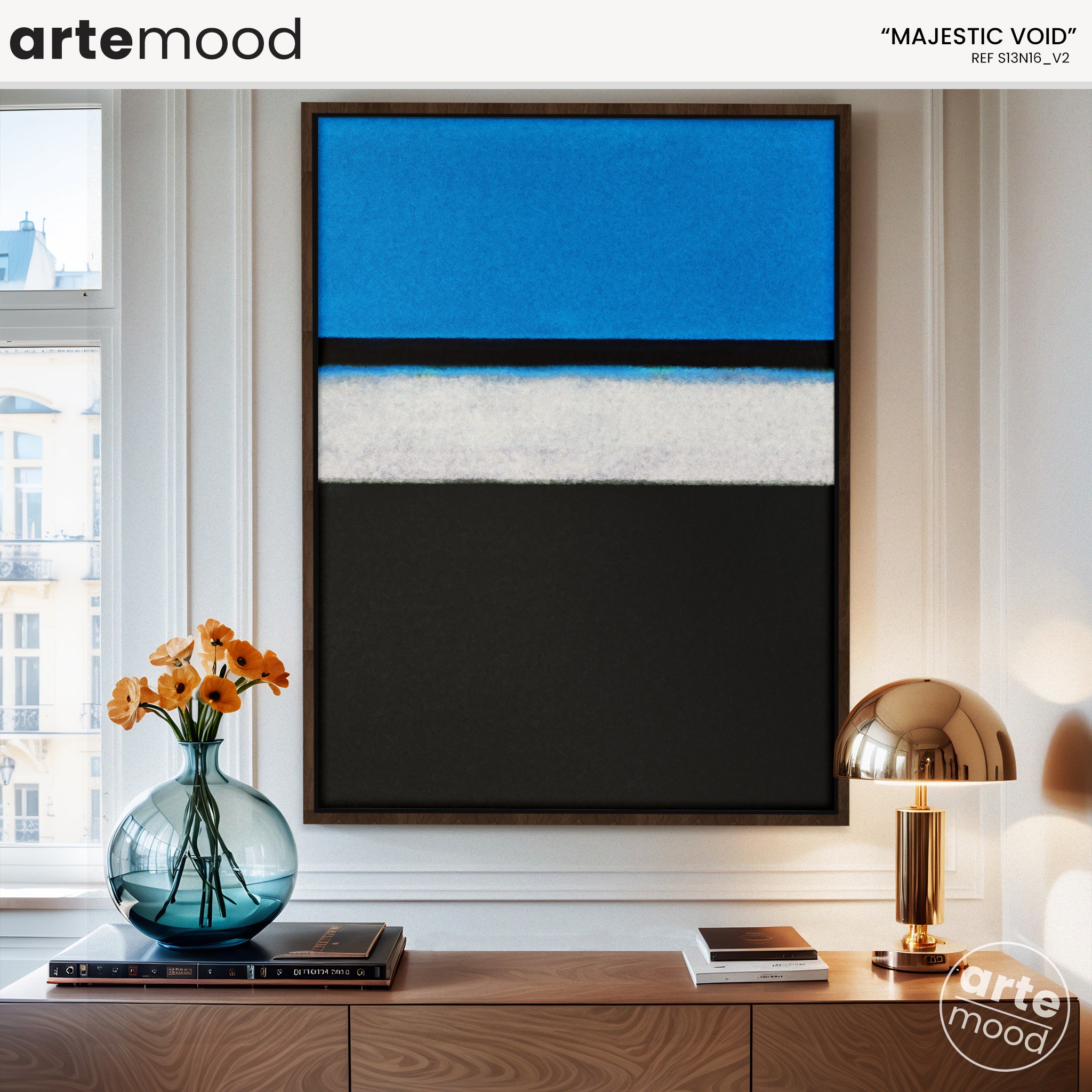 Color Field Artwork Print On Canvas - Minimalist, Zen, Blue, White, Black, Rothko Style Wall Art