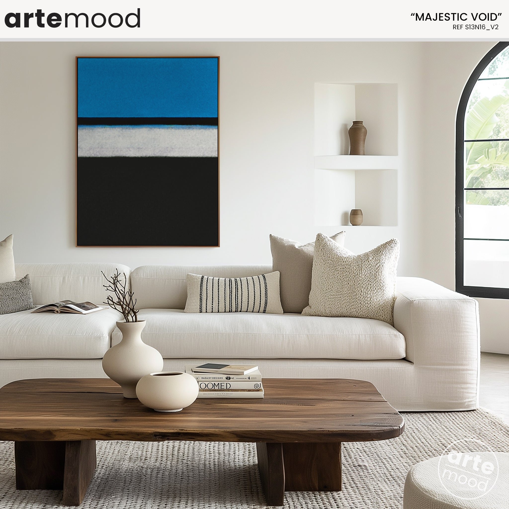 Color Field Artwork Print On Canvas - Minimalist, Zen, Blue, White, Black, Rothko Style Wall Art