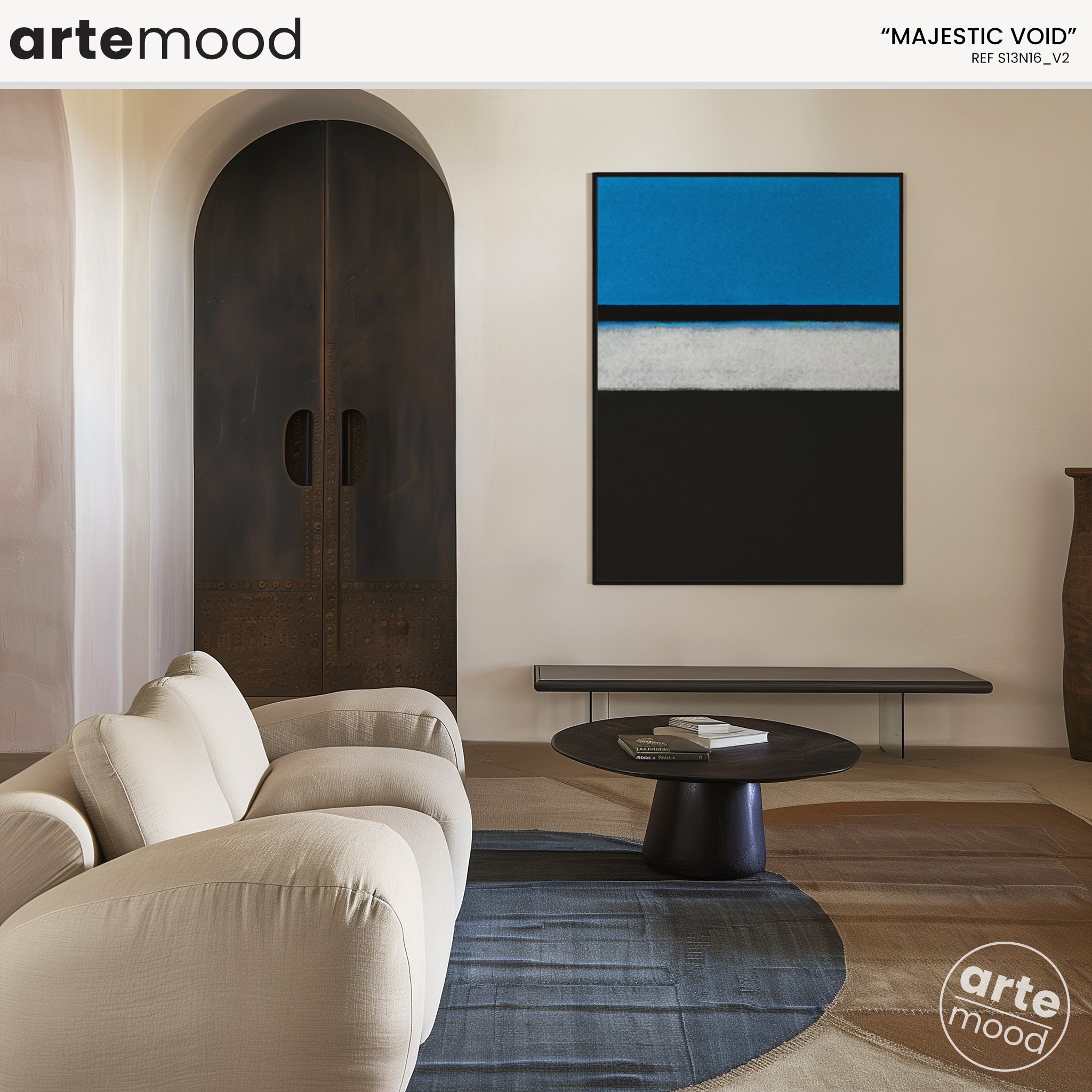 Color Field Artwork Print On Canvas - Minimalist, Zen, Blue, White, Black, Rothko Style Wall Art