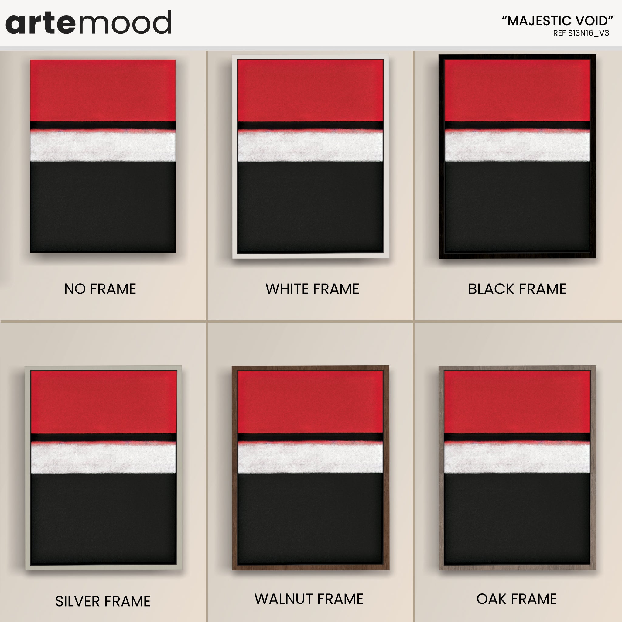 Color Field Artwork Print On Canvas - Minimalist, Zen, Red, Cherry, White, Black