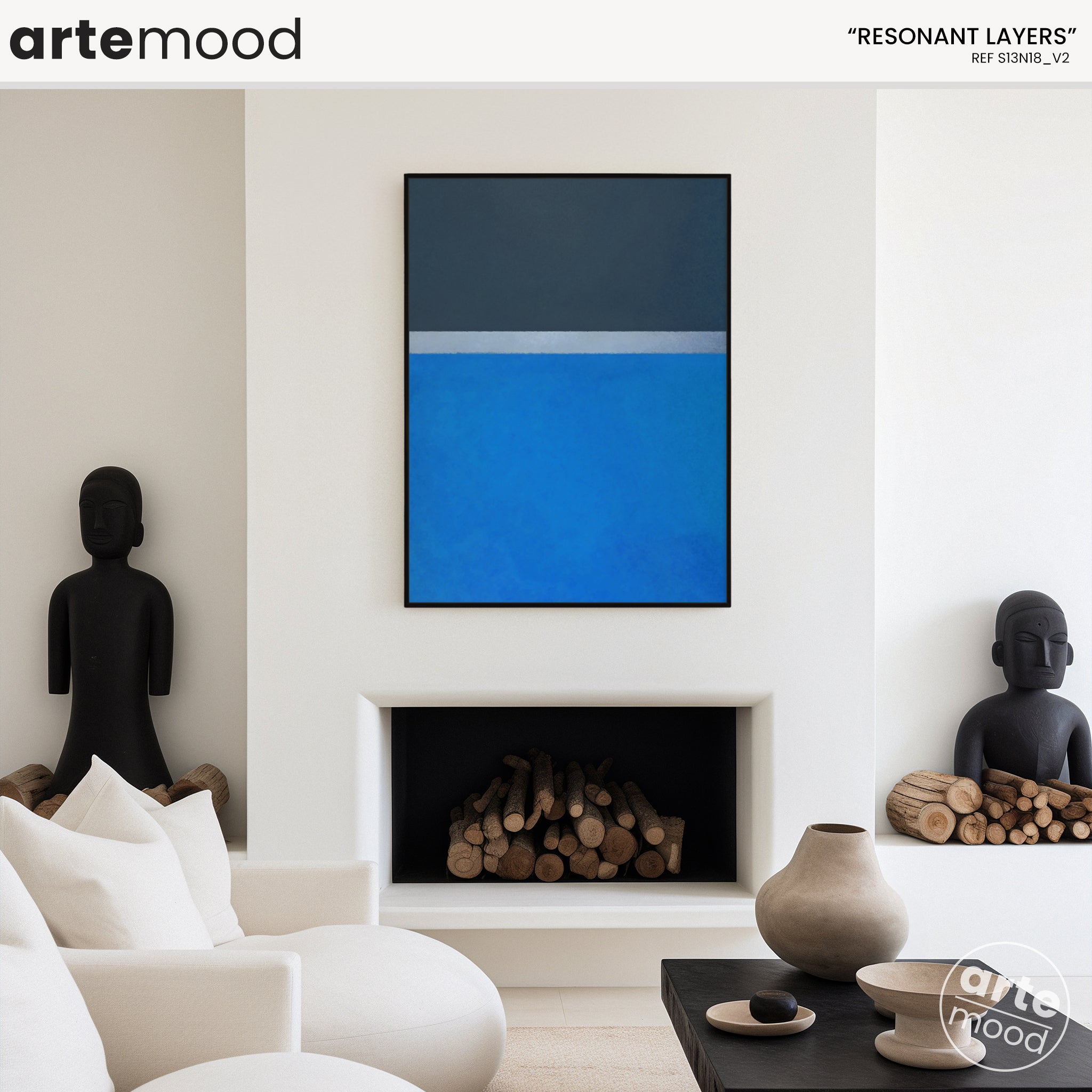 Color Field Artwork Print On Canvas - Minimalist, Zen, Deep Blue, Navy Blue, Sea, Ocean, Rothko Blue Style