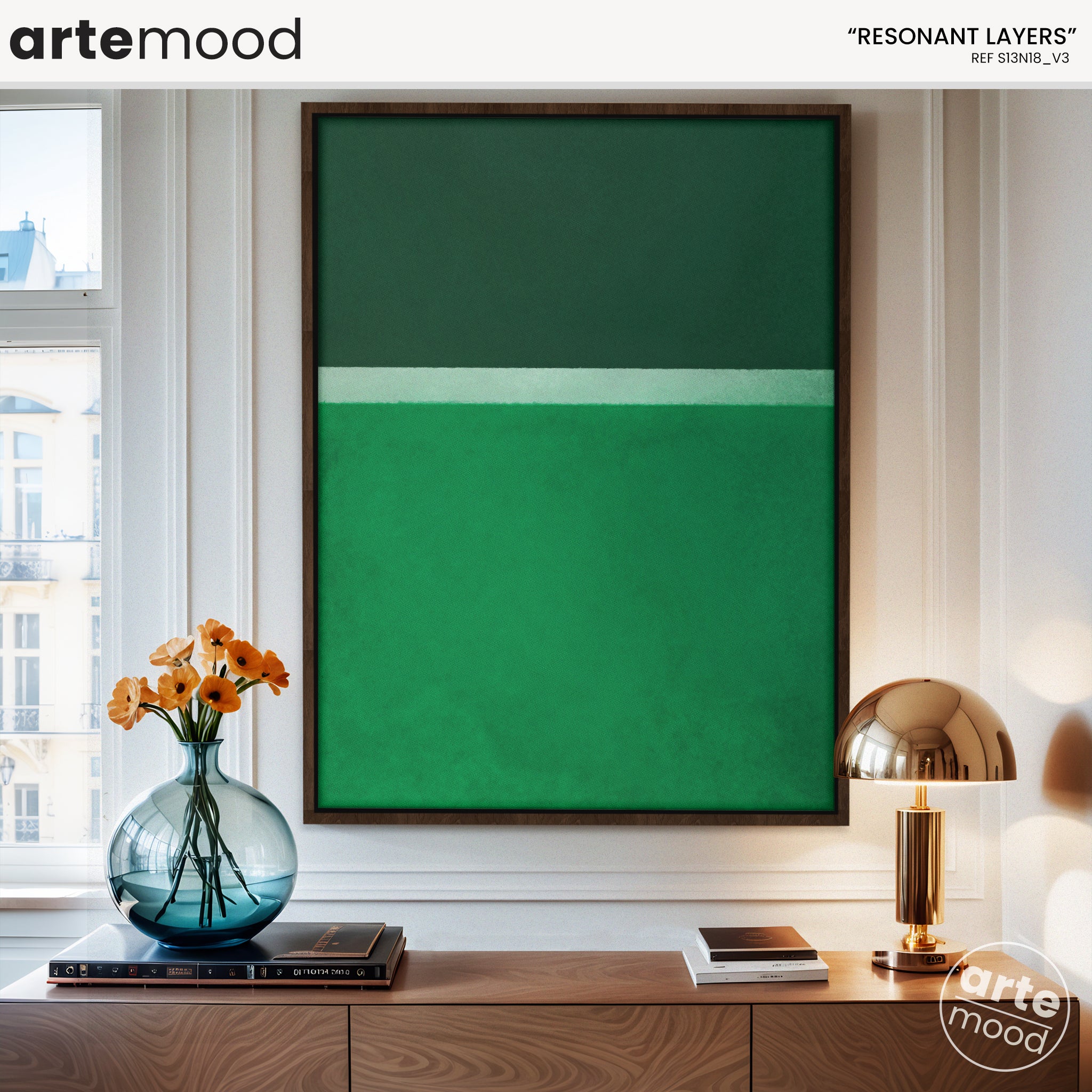 Color Field Artwork Print On Canvas - Minimalist, Zen, Green Rothko Style Wall Art Decor