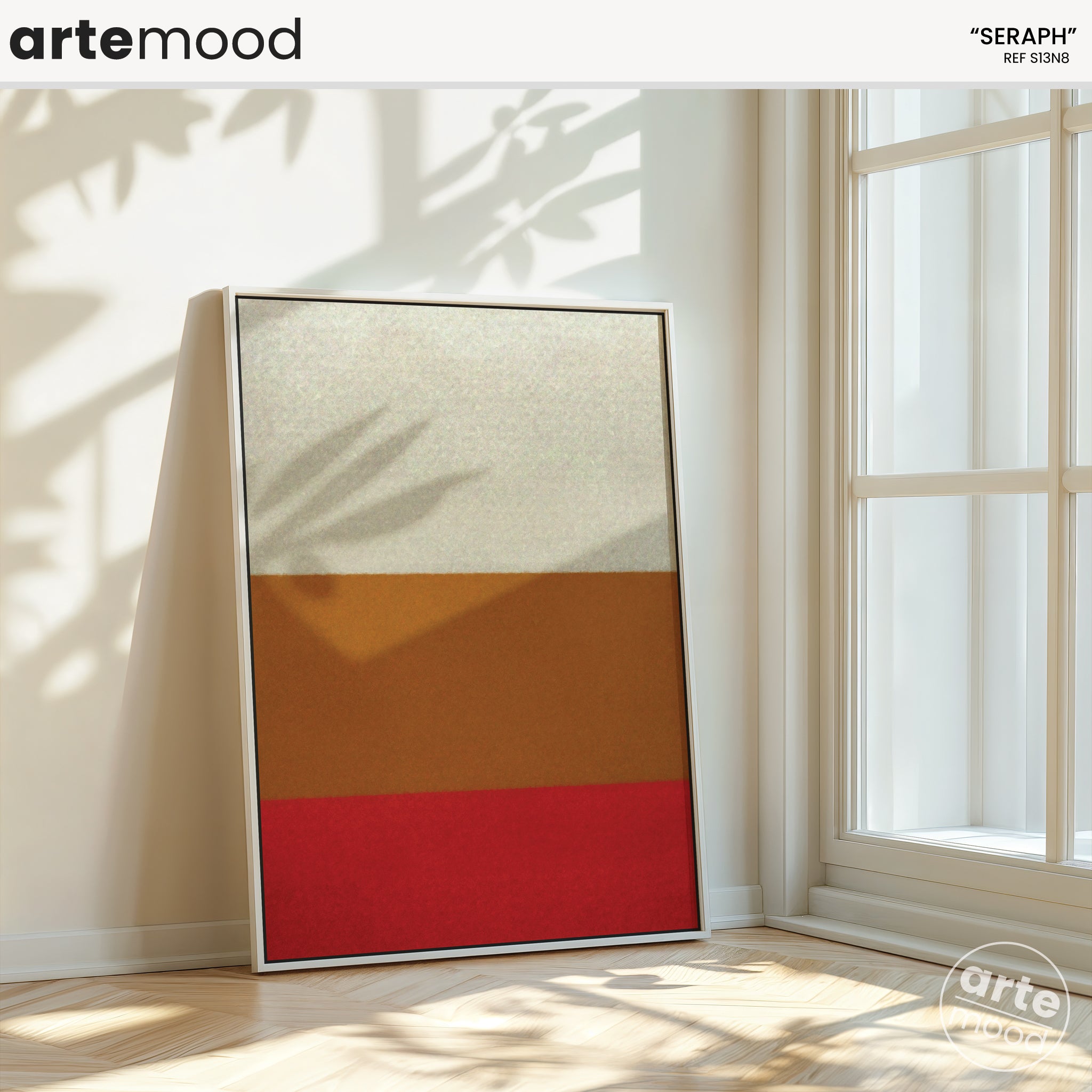 Color Field Artwork Print On Canvas - Minimalist, Zen, White, Orange, Red