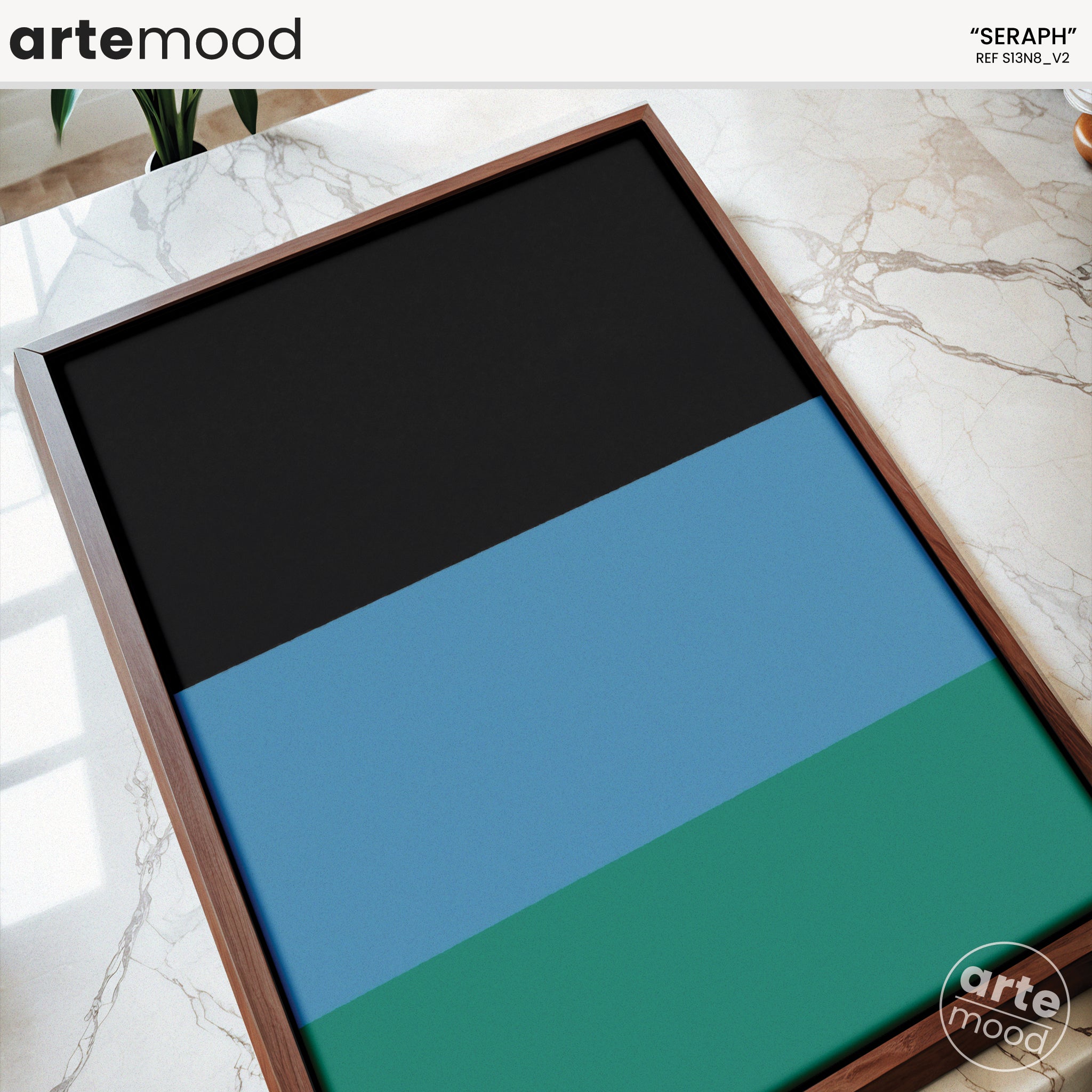 Color Field Artwork Print On Canvas - Minimalist, Zen, Green, Blue, Black, Elegant Wall Decor Calm