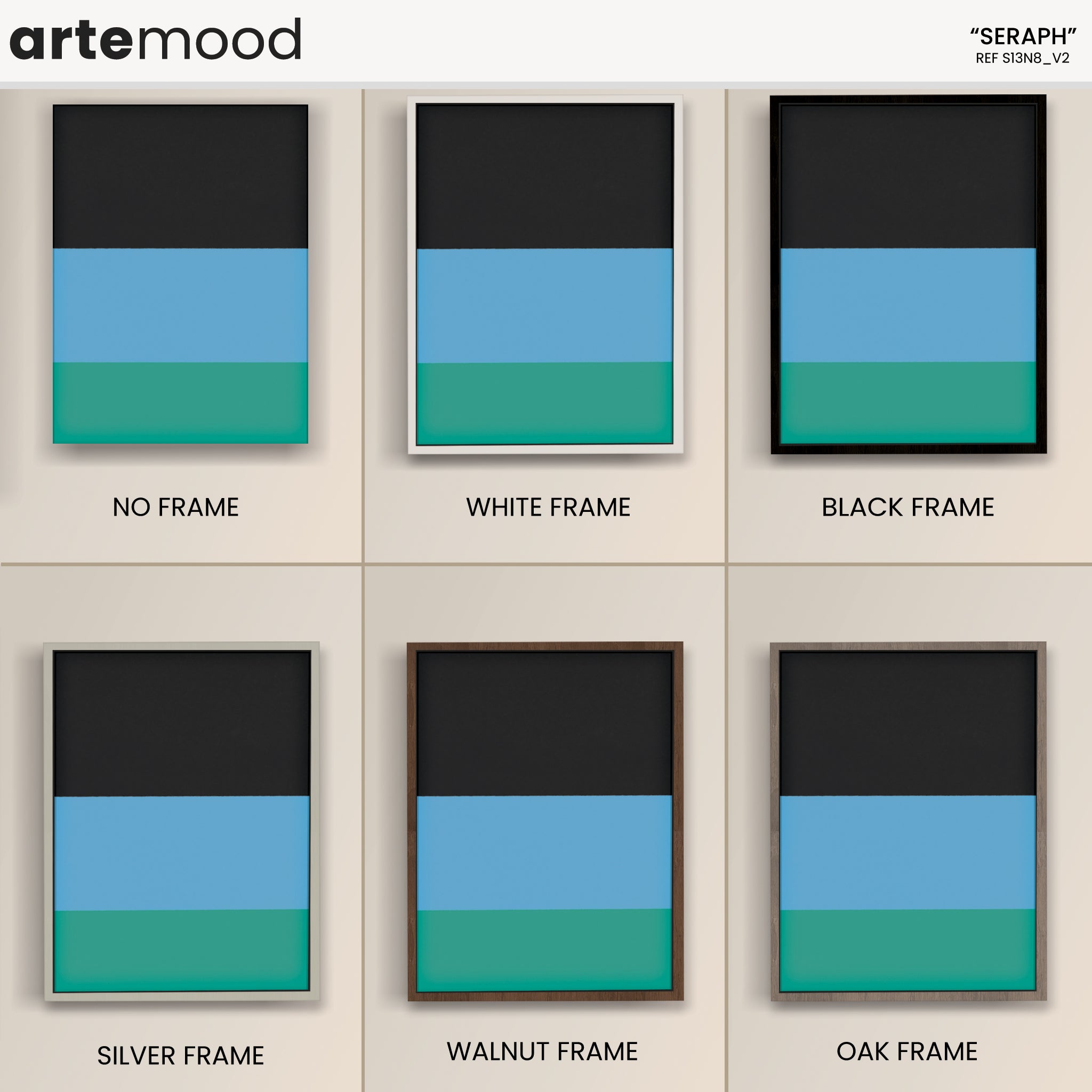 Color Field Artwork Print On Canvas - Minimalist, Zen, Green, Blue, Black, Elegant Wall Decor Calm