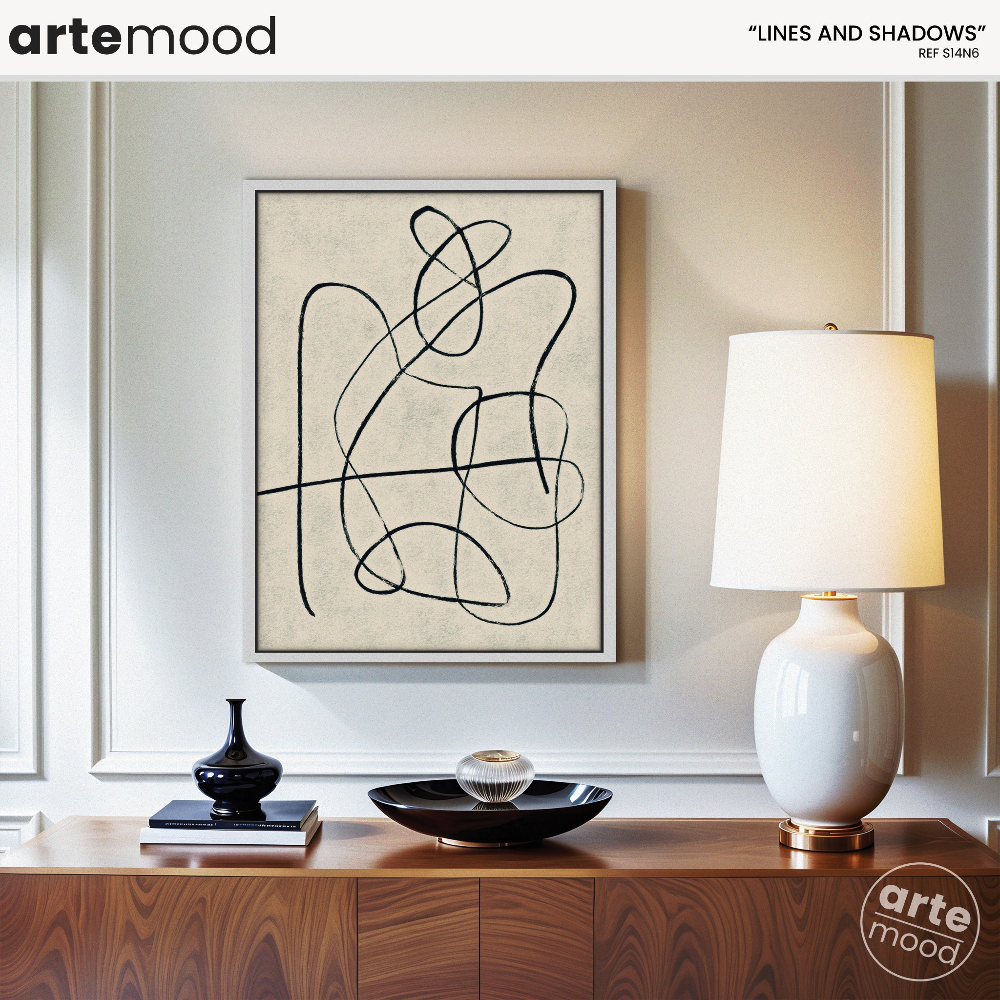 Abstract Artwork Print On Canvas - Minimalist Line Art, Black and White Art Print