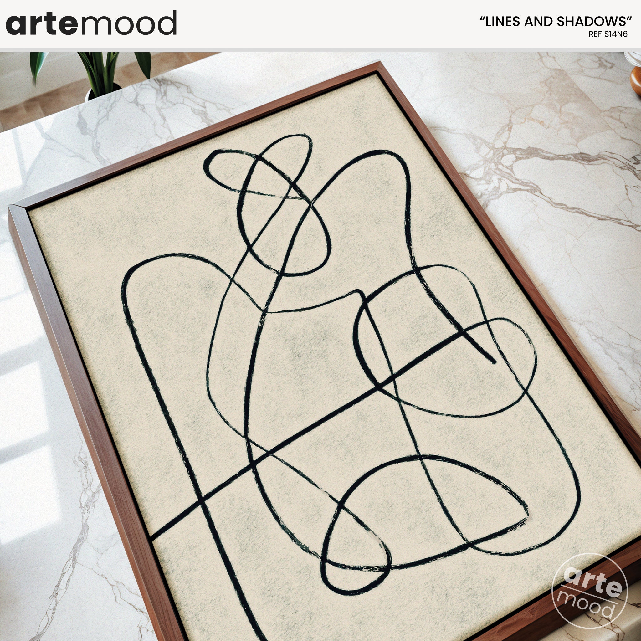 Abstract Artwork Print On Canvas - Minimalist Line Art, Black and White Art Print