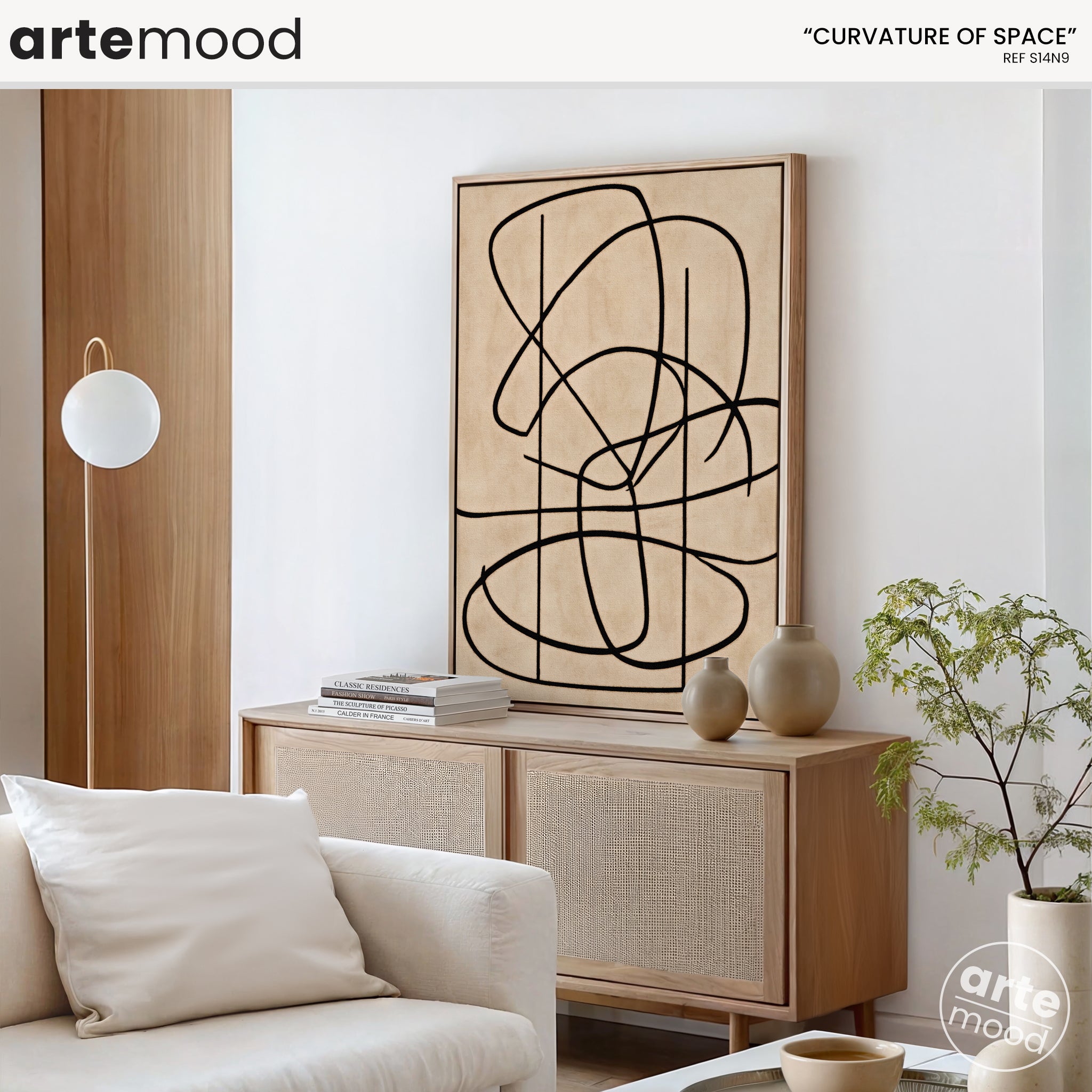 Abstract Artwork Print On Canvas - Minimalist Geometric Modern Art - Black White Composition Line Art