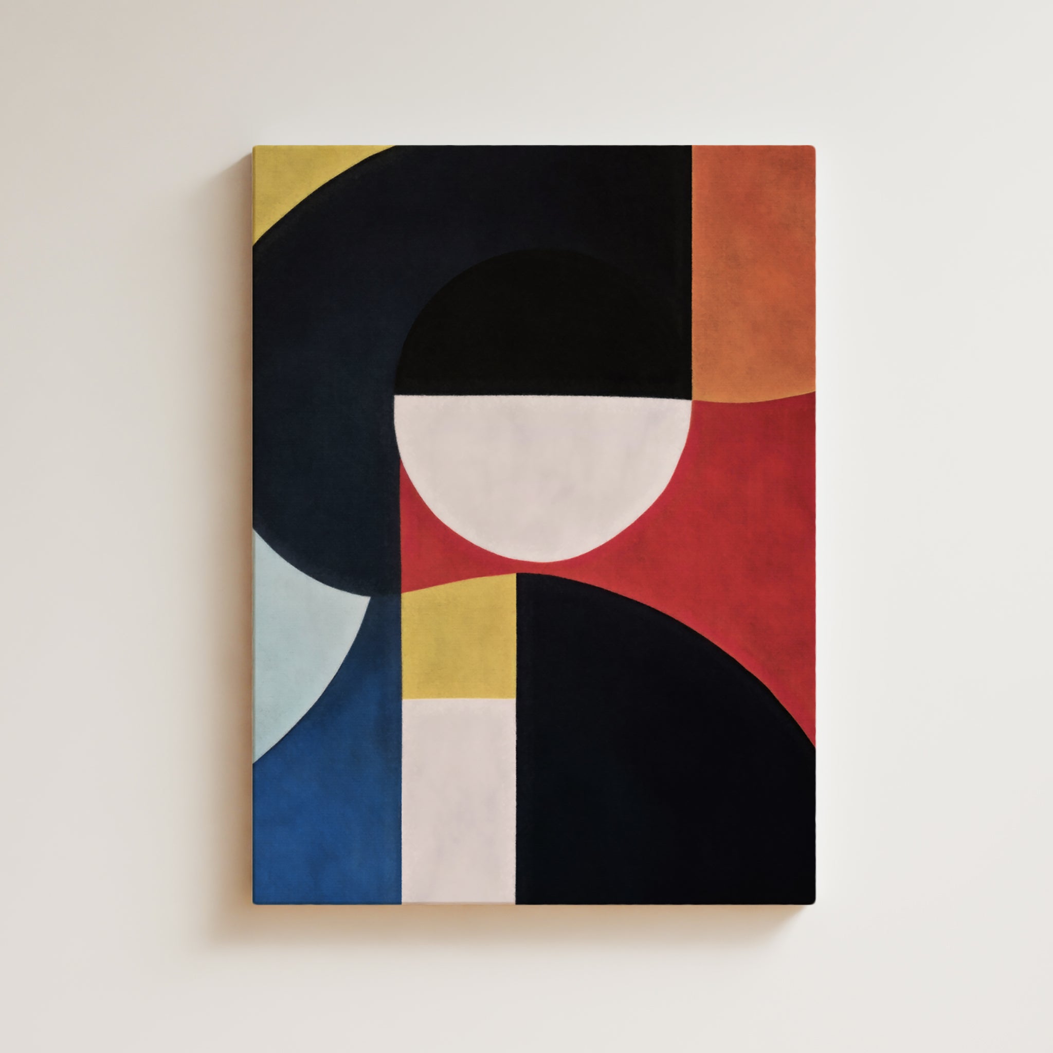 Abstract Artwork Print On Canvas - Minimalist Geometric Modern Art Composition - Red, Blue, Black, Yellow, Orange