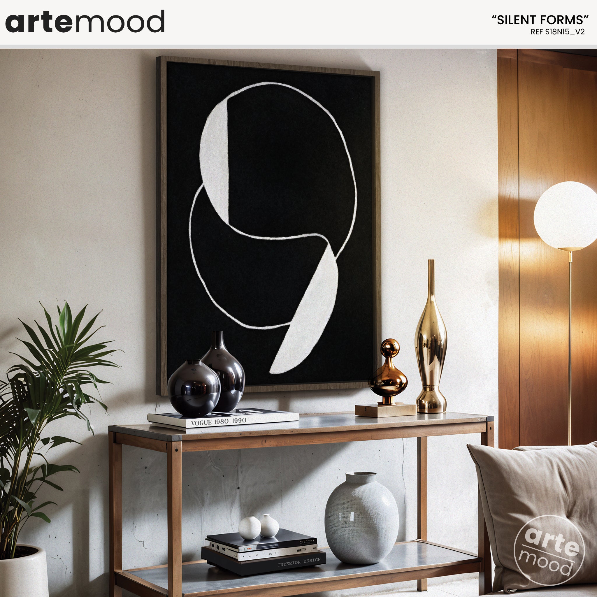 Abstract Artwork Print - Modern Art Canvas - Minimal Art, Black and White, Contemporary