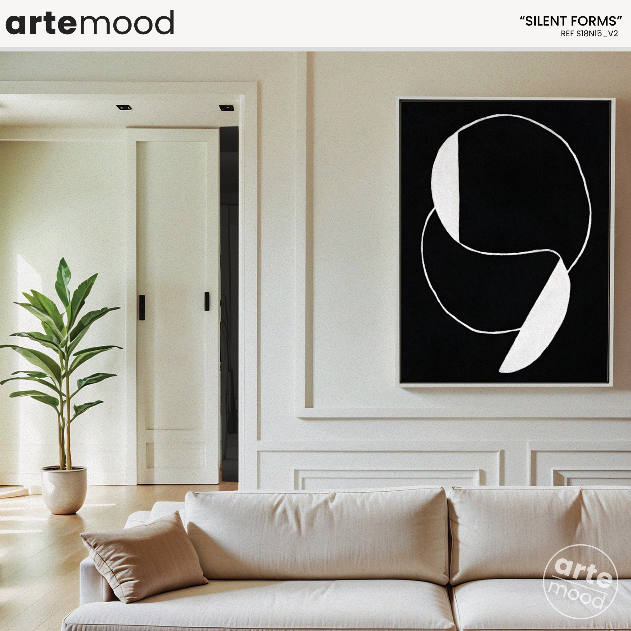 Abstract Artwork Print - Modern Art Canvas - Minimal Art, Black and White, Contemporary