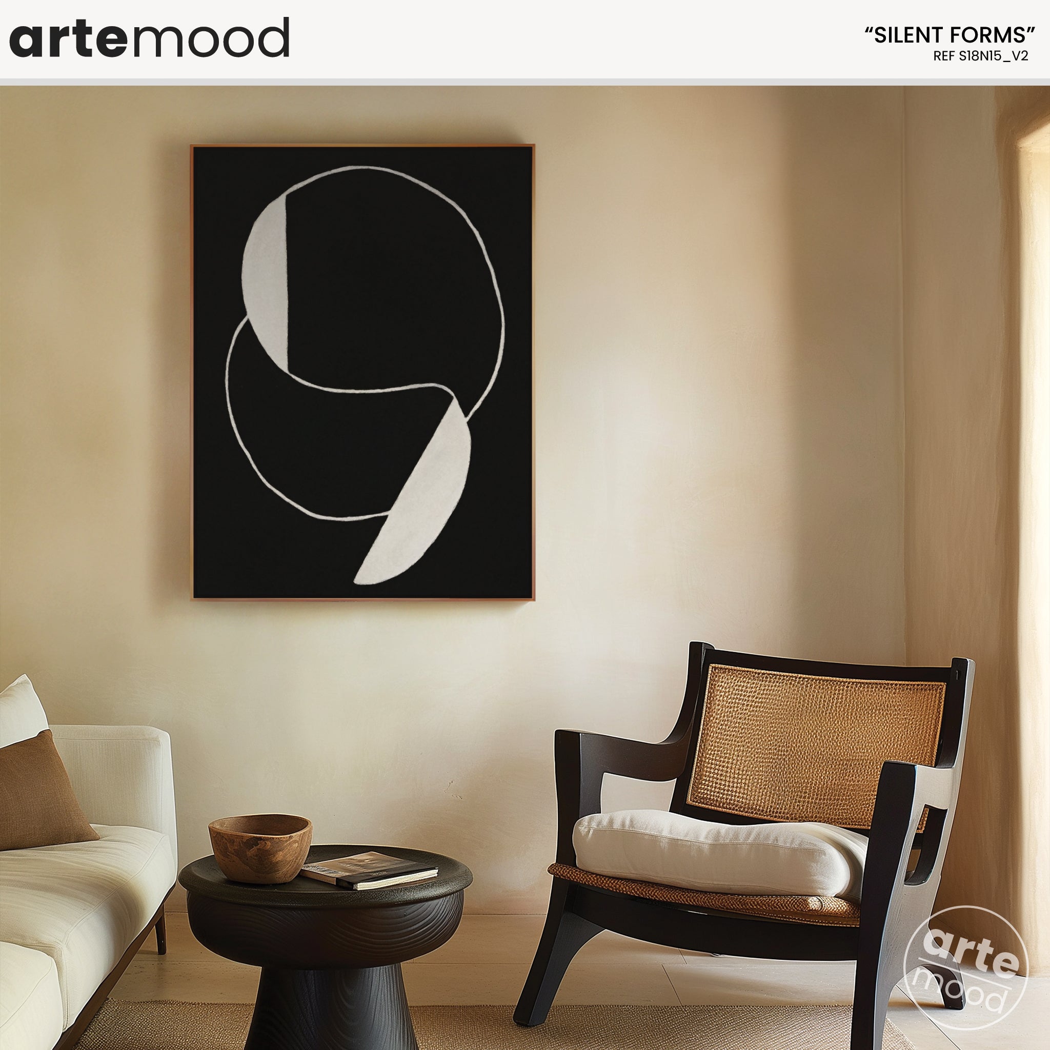 Abstract Artwork Print - Modern Art Canvas - Minimal Art, Black and White, Contemporary