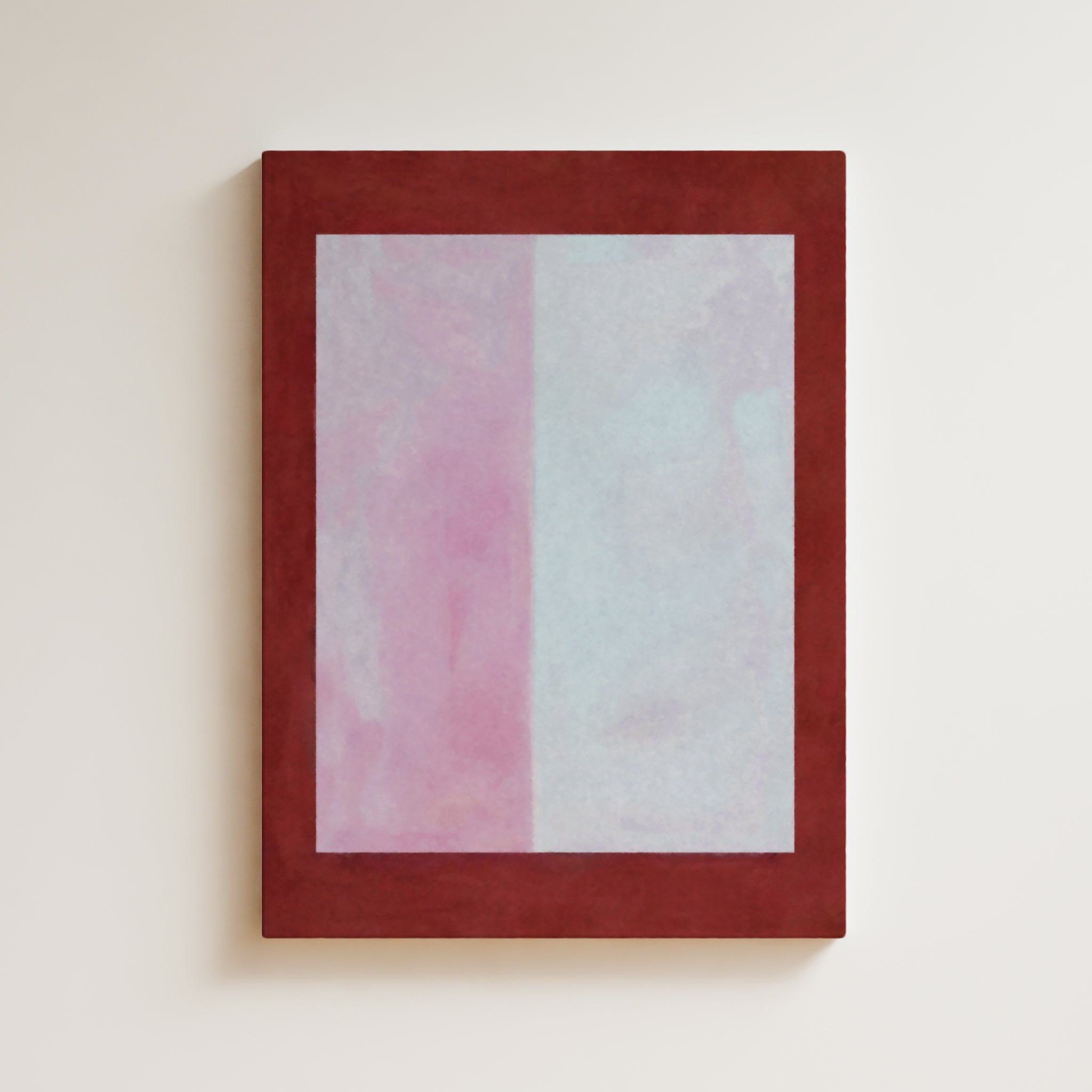 Color Field Artwork Print On Canvas - Minimalist, Zen, Red, White, Soft Tone, Square