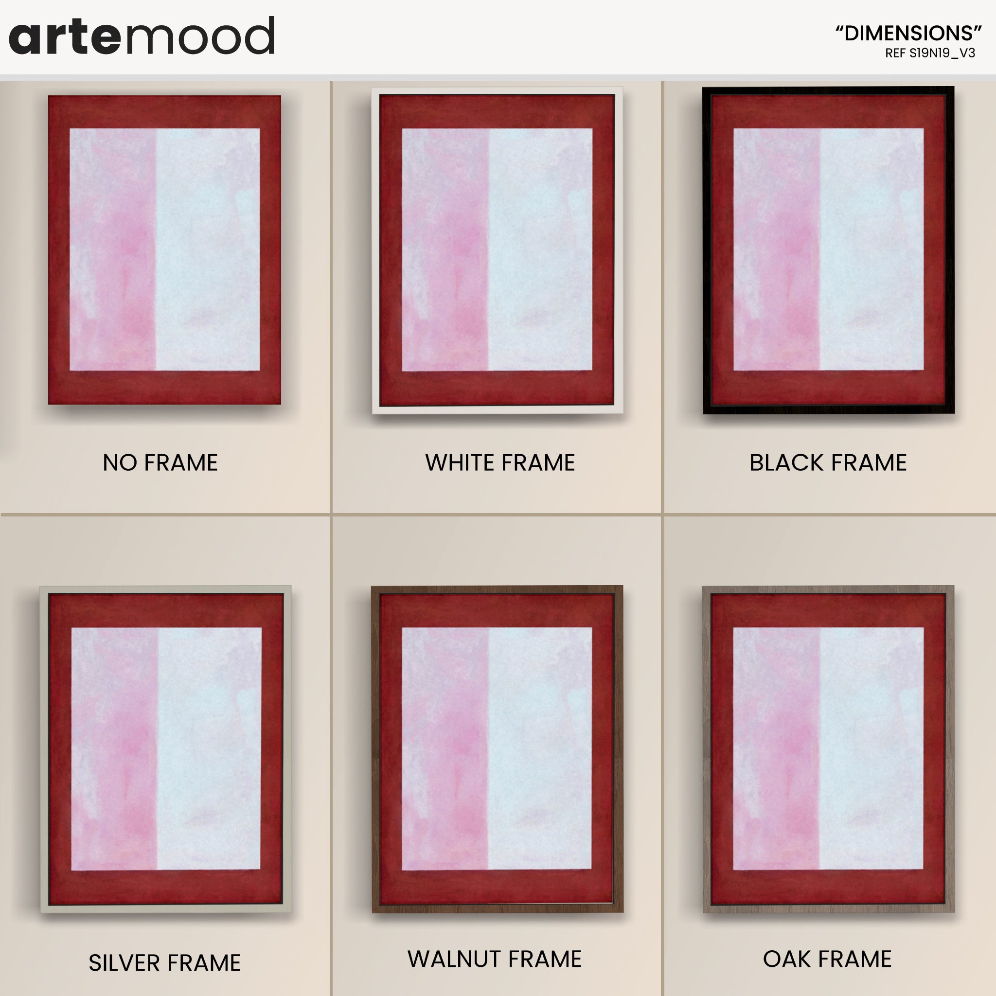 Color Field Artwork Print On Canvas - Minimalist, Zen, Red, White, Soft Tone, Square