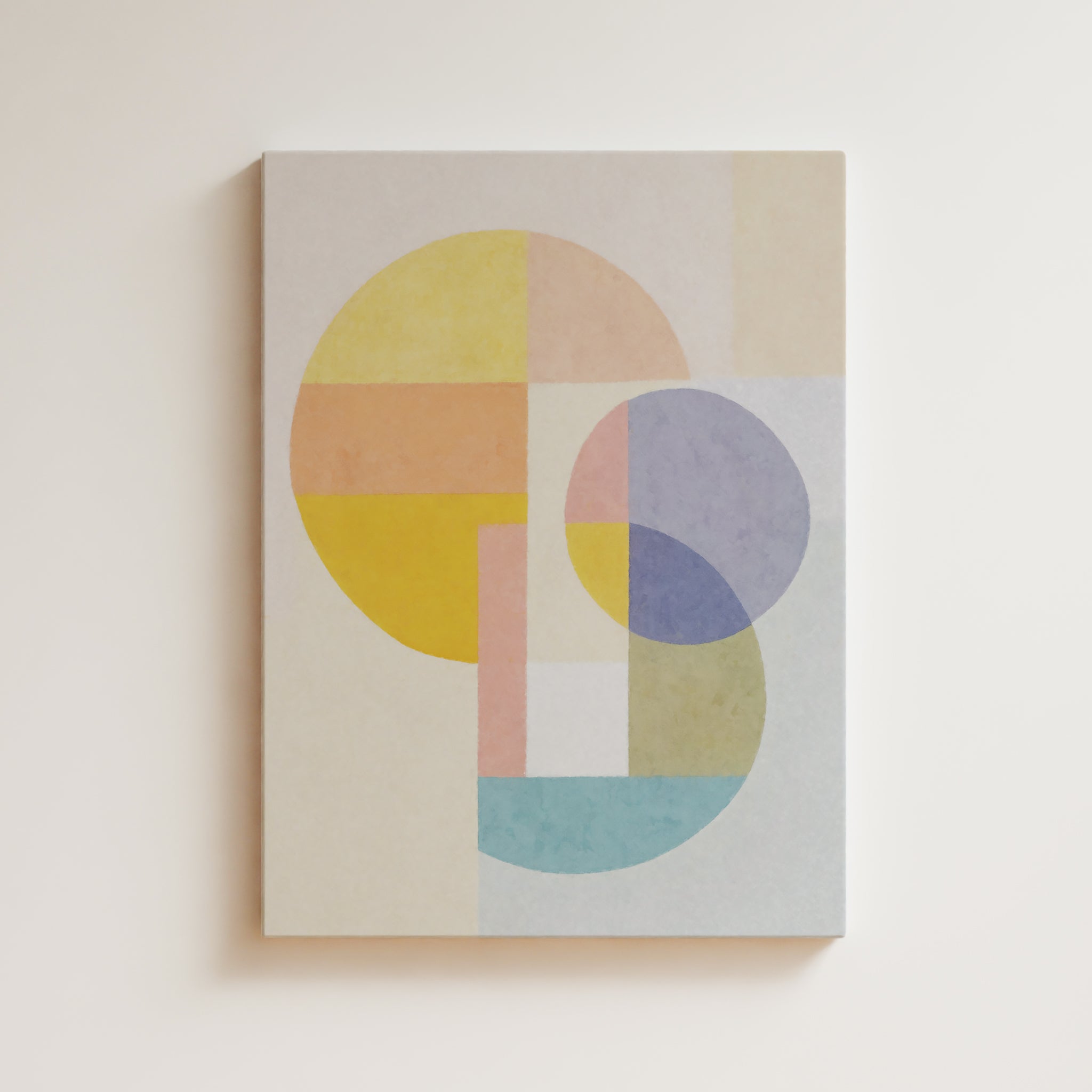 Abstract Artwork Print - Modern Art Canvas - Minimal Geometric Composition - Pastel Color Circle Zen