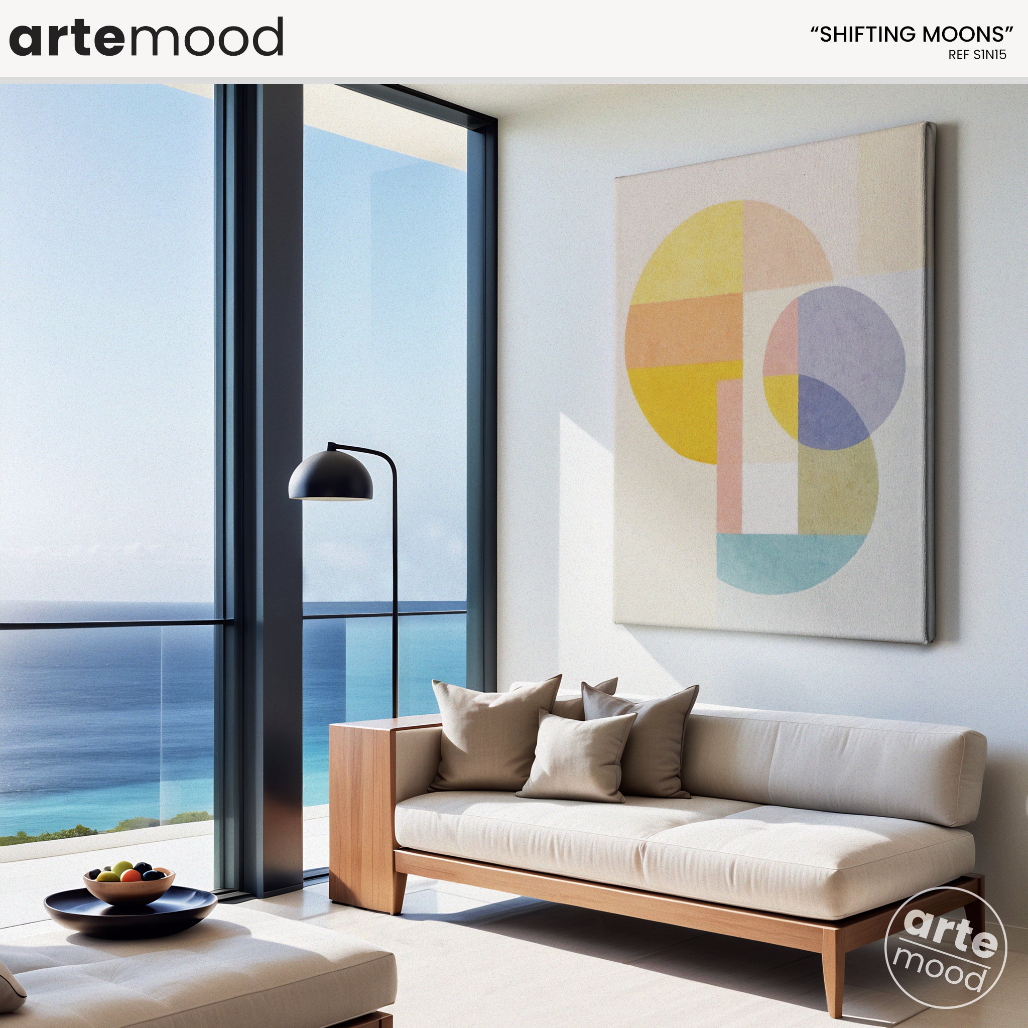 Abstract Artwork Print - Modern Art Canvas - Minimal Geometric Composition - Pastel Color Circle Zen