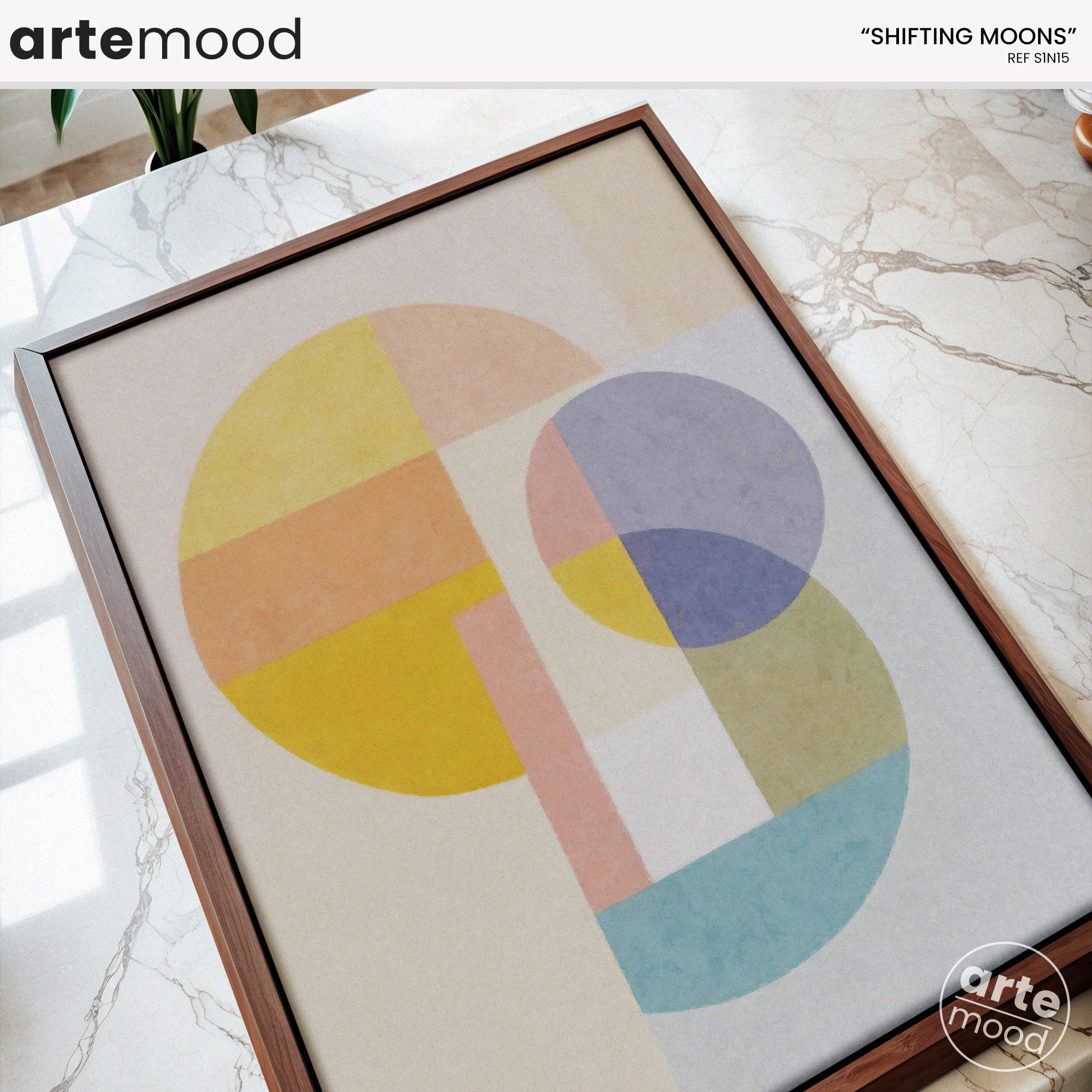 Abstract Artwork Print - Modern Art Canvas - Minimal Geometric Composition - Pastel Color Circle Zen