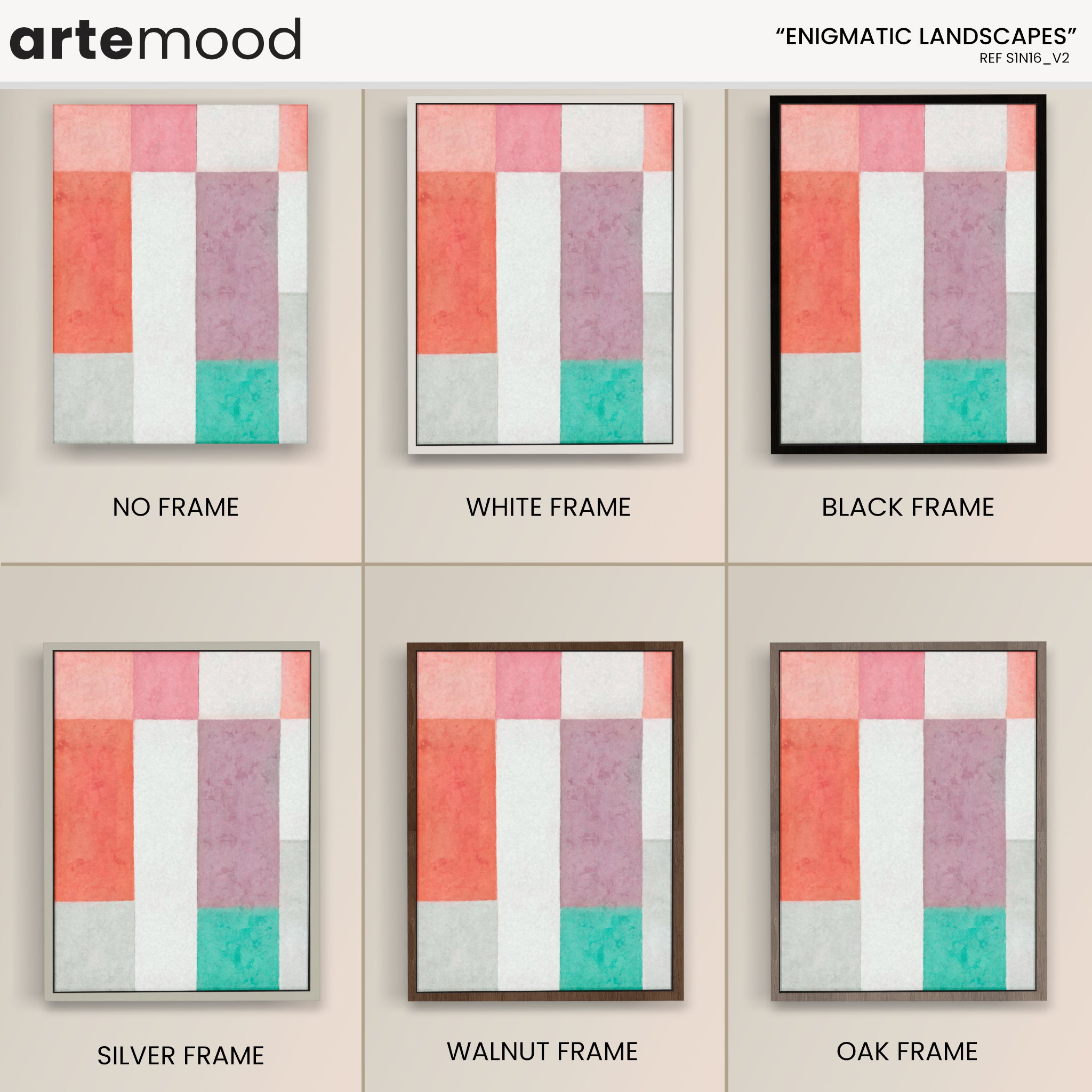 Abstract Artwork Print - Modern Art Canvas - Pastel Color, Warm Color, Red, Green, Minimal Composition