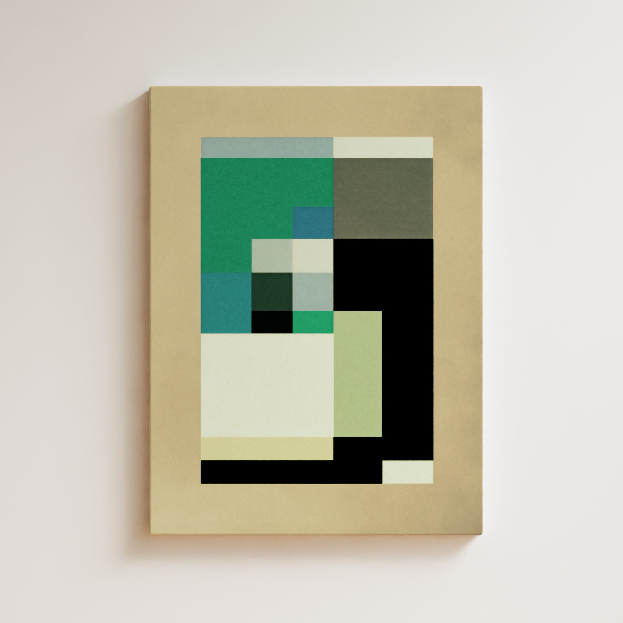 Abstract Artwork Print - Modern Art Canvas - Zen, Minimal Geometric Art Green Beige Calm Chic Decor