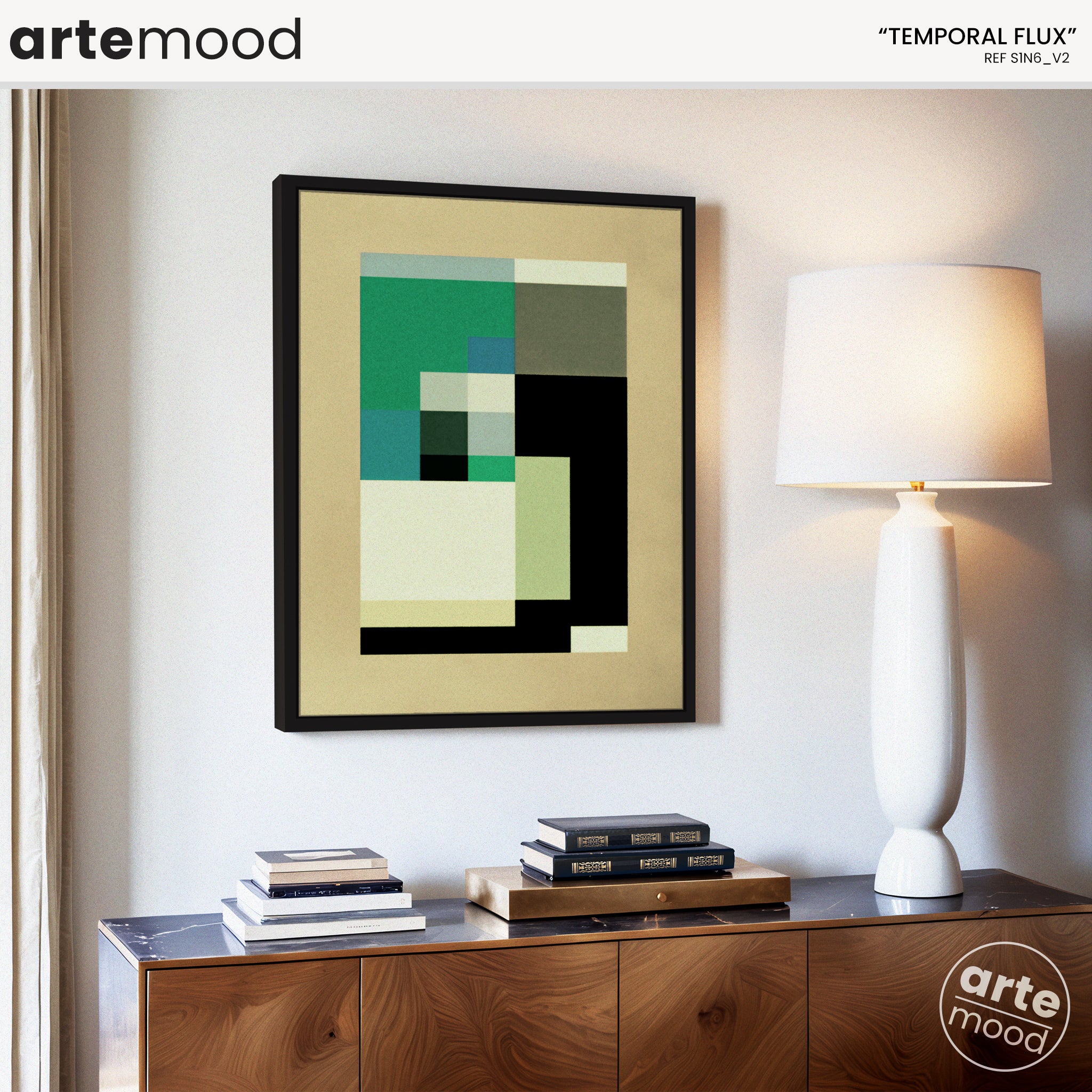 Abstract Artwork Print - Modern Art Canvas - Zen, Minimal Geometric Art Green Beige Calm Chic Decor