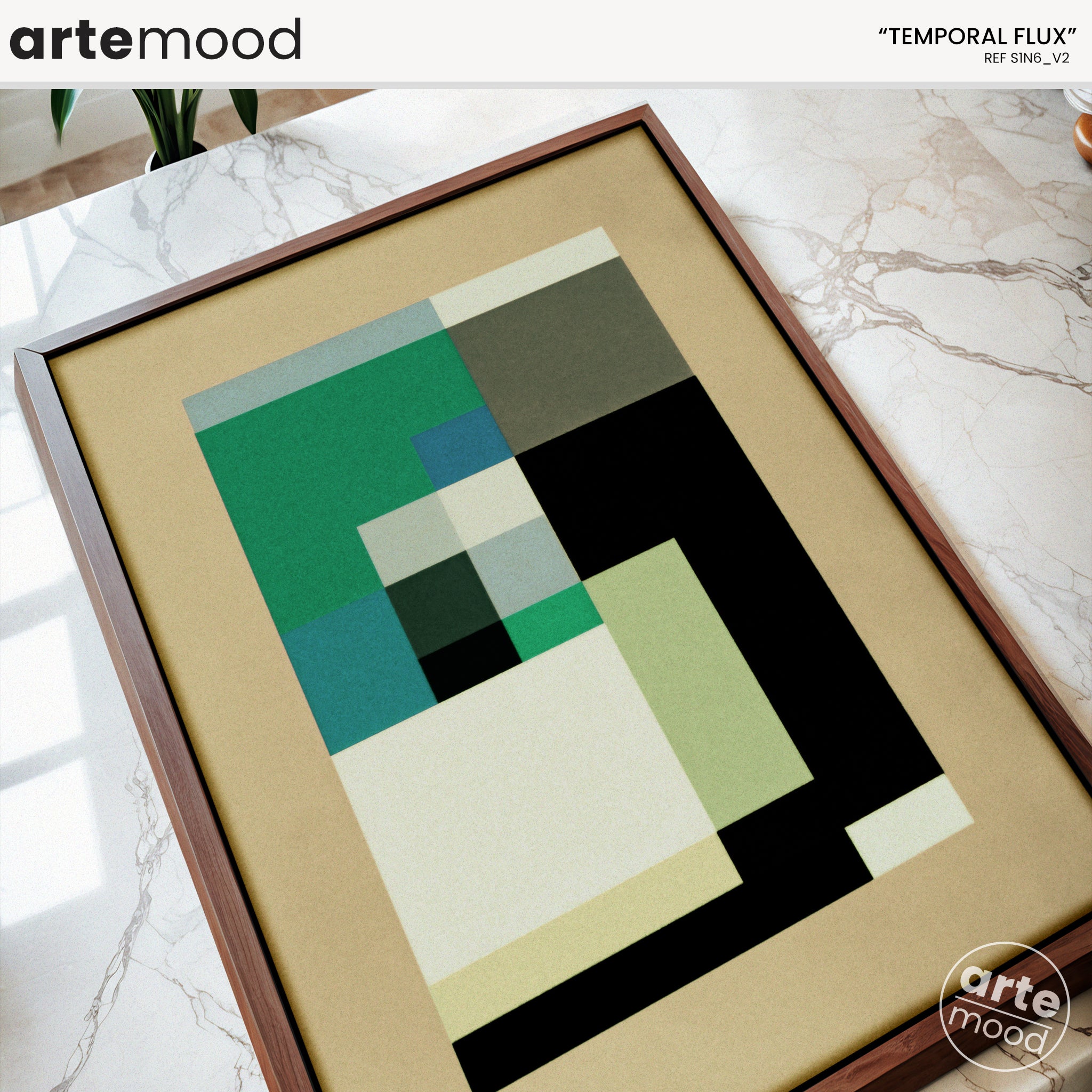 Abstract Artwork Print - Modern Art Canvas - Zen, Minimal Geometric Art Green Beige Calm Chic Decor