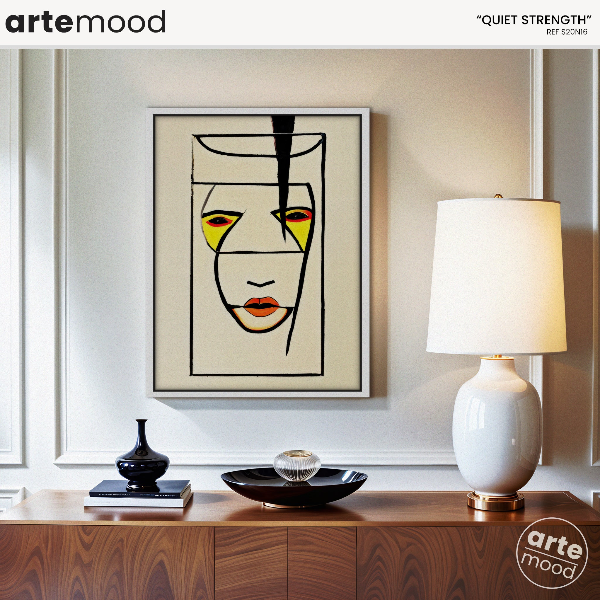 Woman Artwork Print - Expressive Face - Loft Art Portrait Framed Canvas Minimal Portrait Face